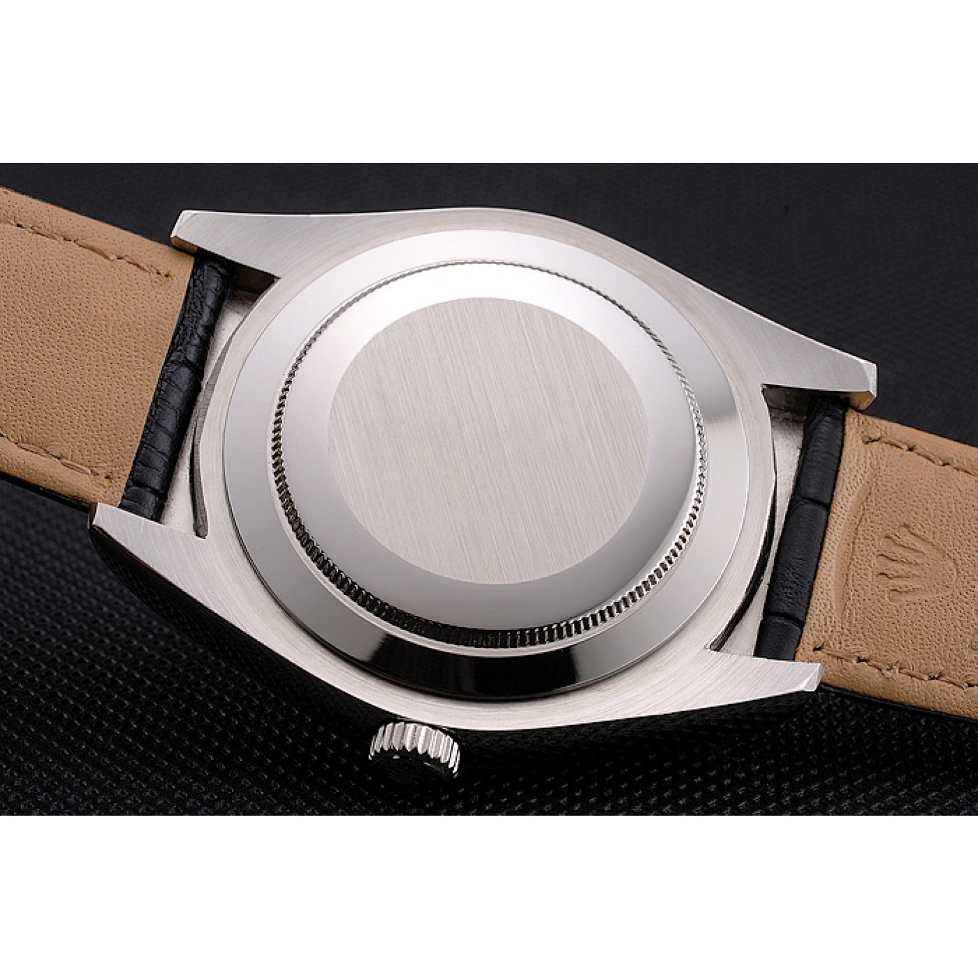 MiroTime Rolex Sky Dweller Black Dial Stainless Steel Case Black Leather Strap