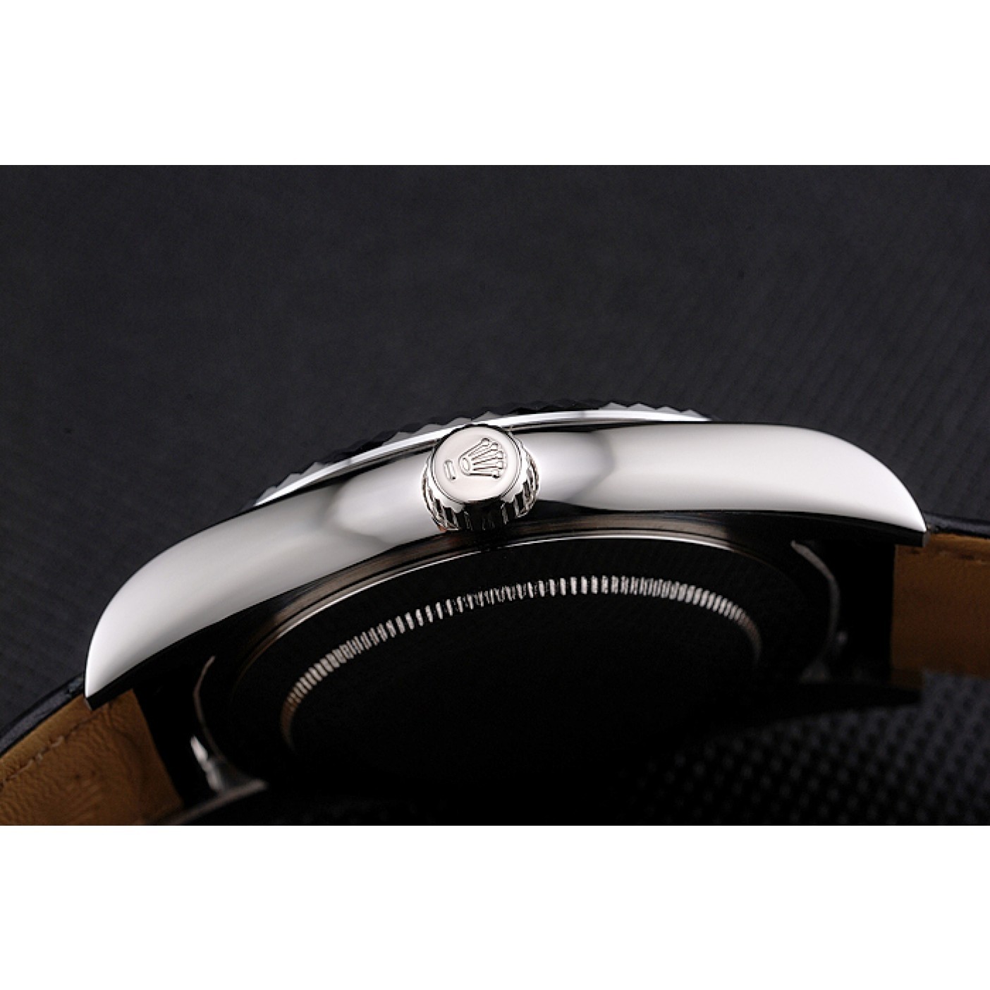 MiroTime Rolex Sky Dweller Black Dial Stainless Steel Case Black Leather Strap
