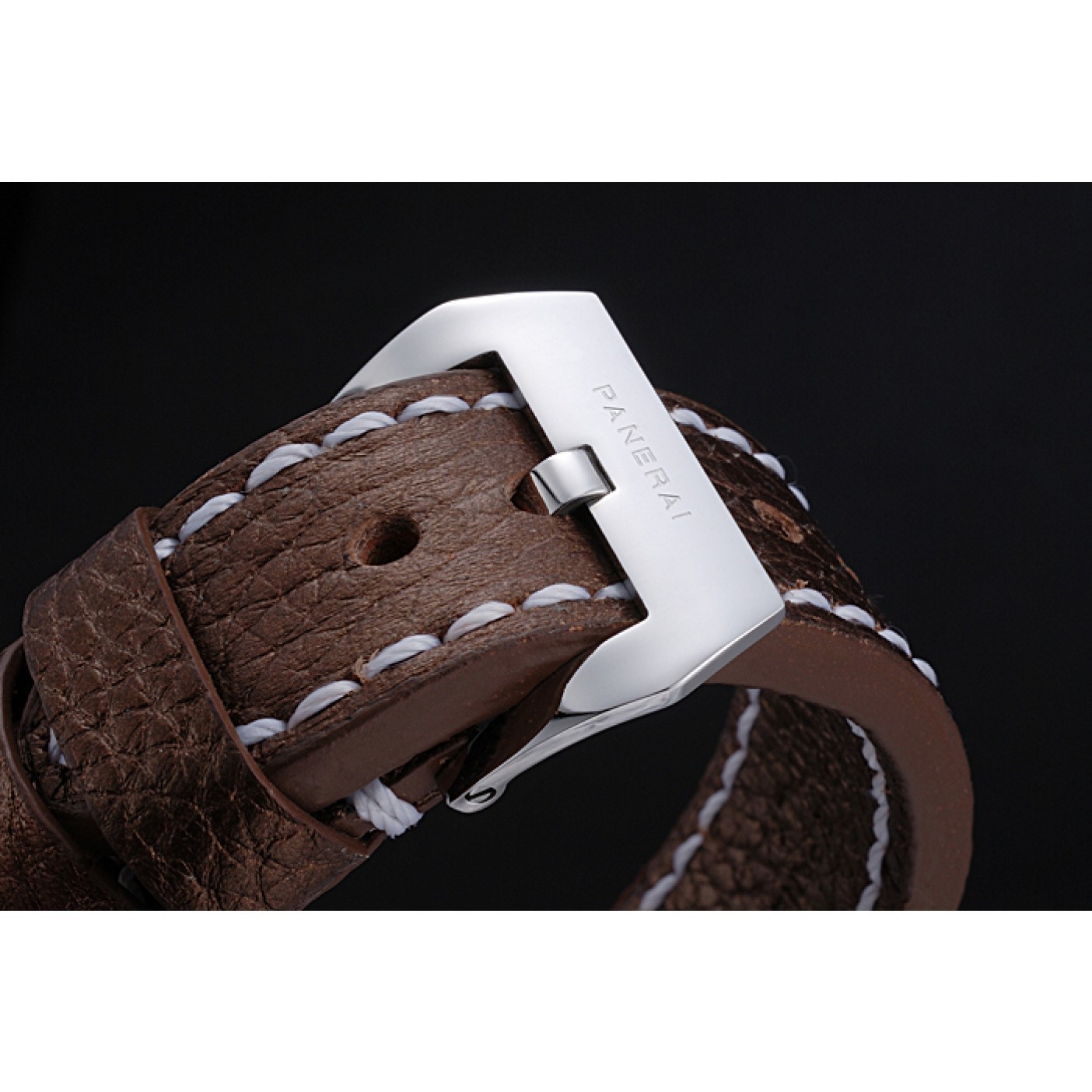 MiroTime Panerai Luminor Marina Stainless Steel Bezel Brown Leather Bracelet 622314