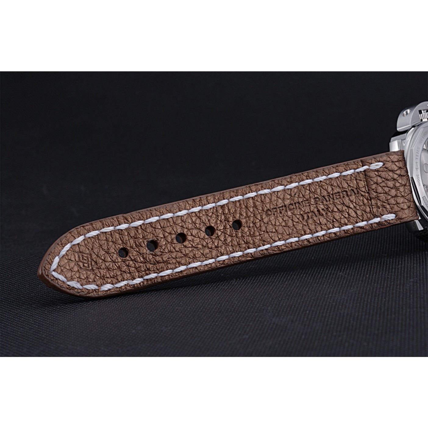 MiroTime Panerai Luminor Marina Stainless Steel Bezel Brown Leather Bracelet 622314