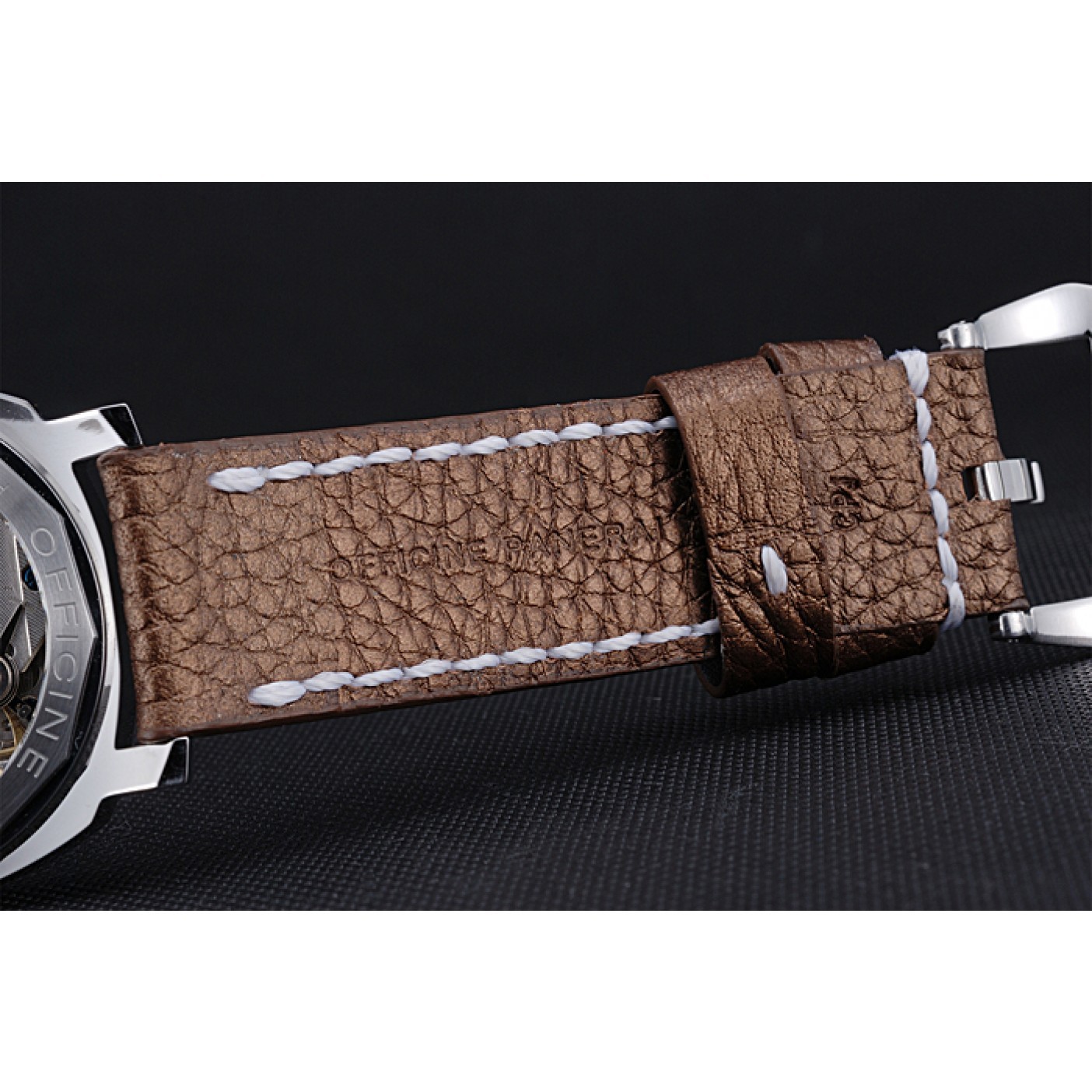 MiroTime Panerai Luminor Marina Stainless Steel Bezel Brown Leather Bracelet 622314