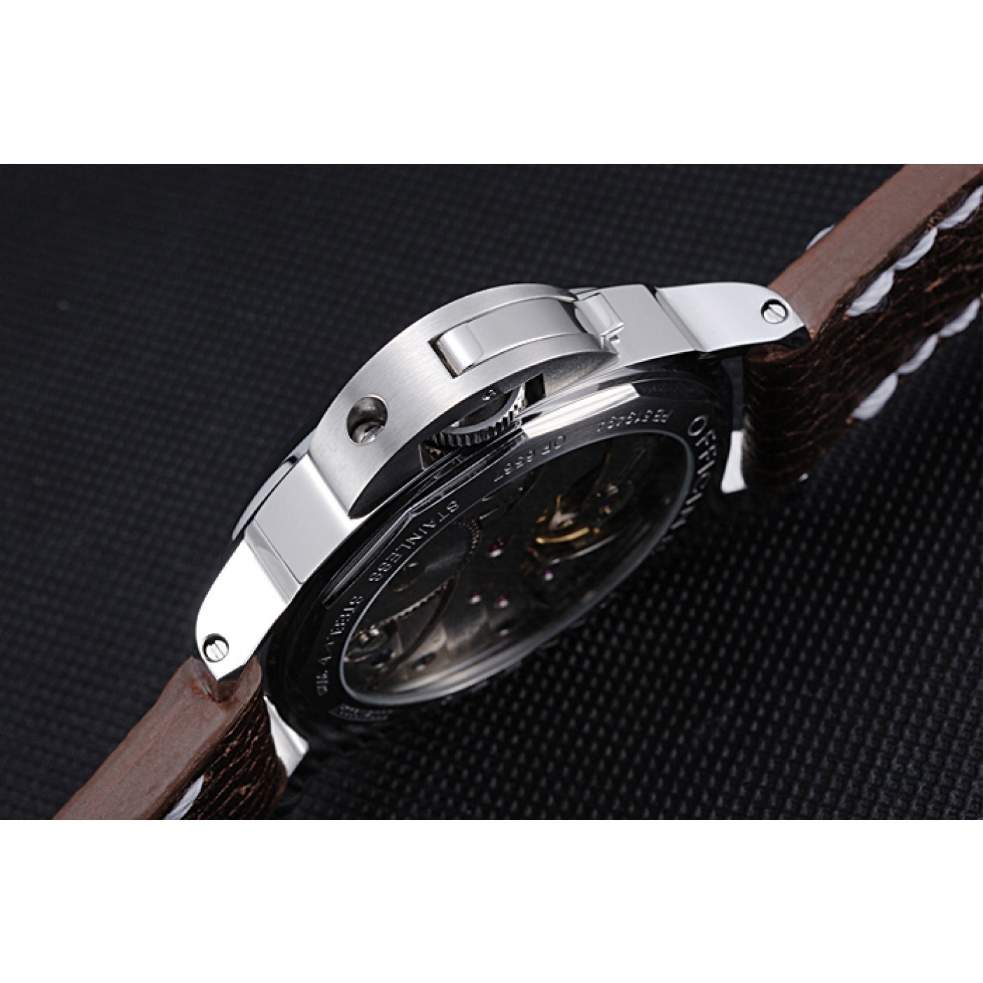 MiroTime Panerai Luminor Marina Stainless Steel Bezel Brown Leather Bracelet 622314
