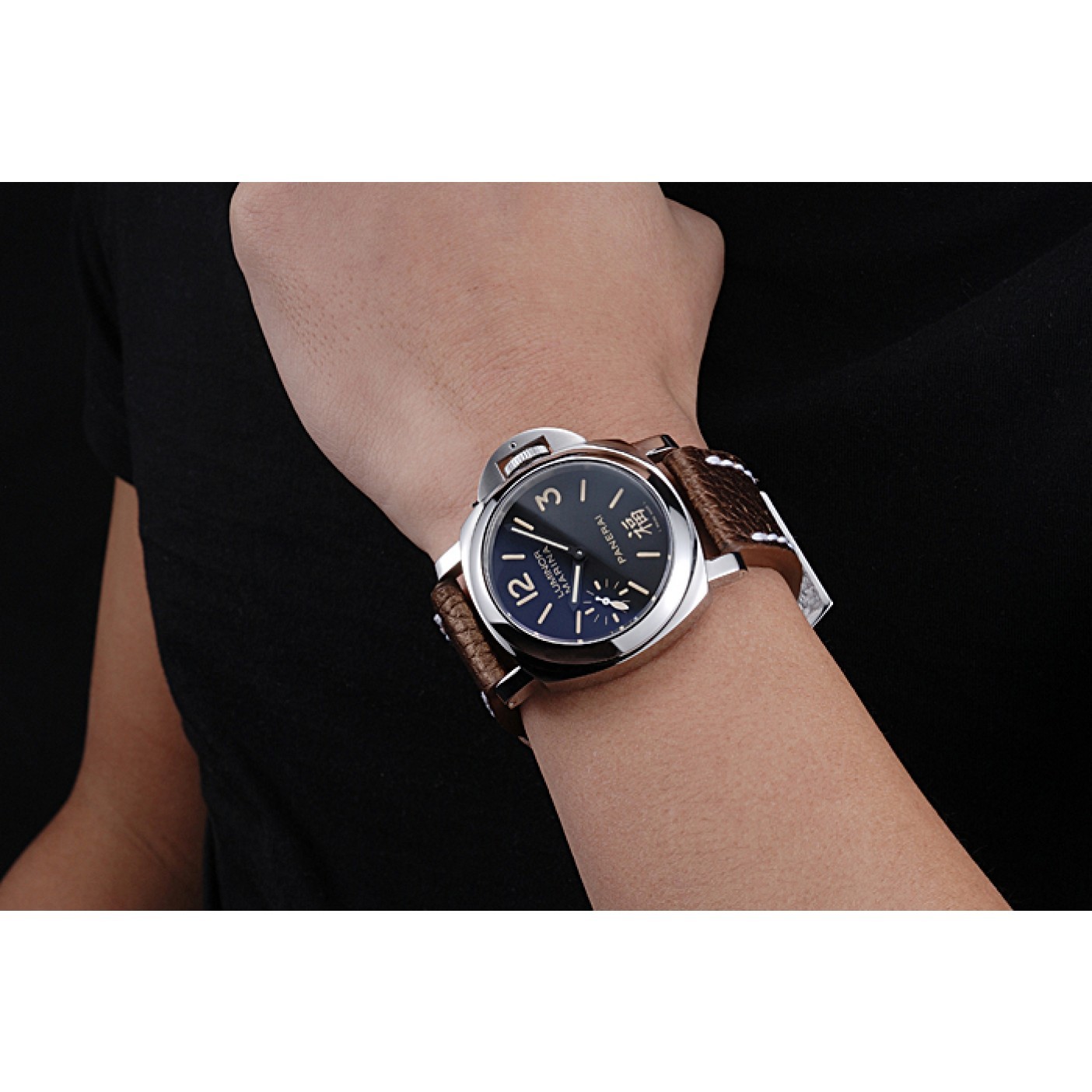 MiroTime Panerai Luminor Marina Stainless Steel Bezel Brown Leather Bracelet 622314