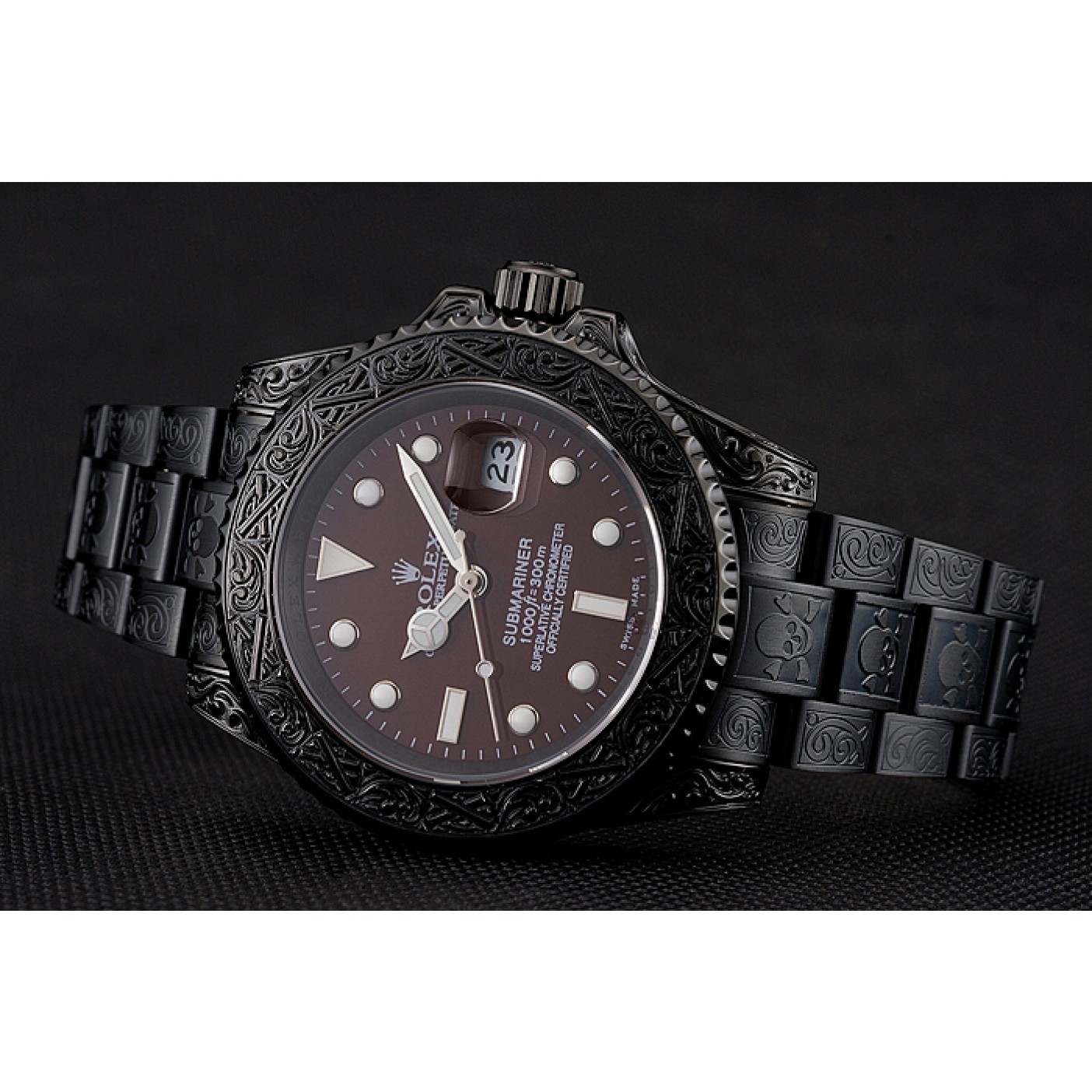 MiroTime Rolex Submariner Skull Limited Edition Brown Dial All Black Case And Bracelet 1454075