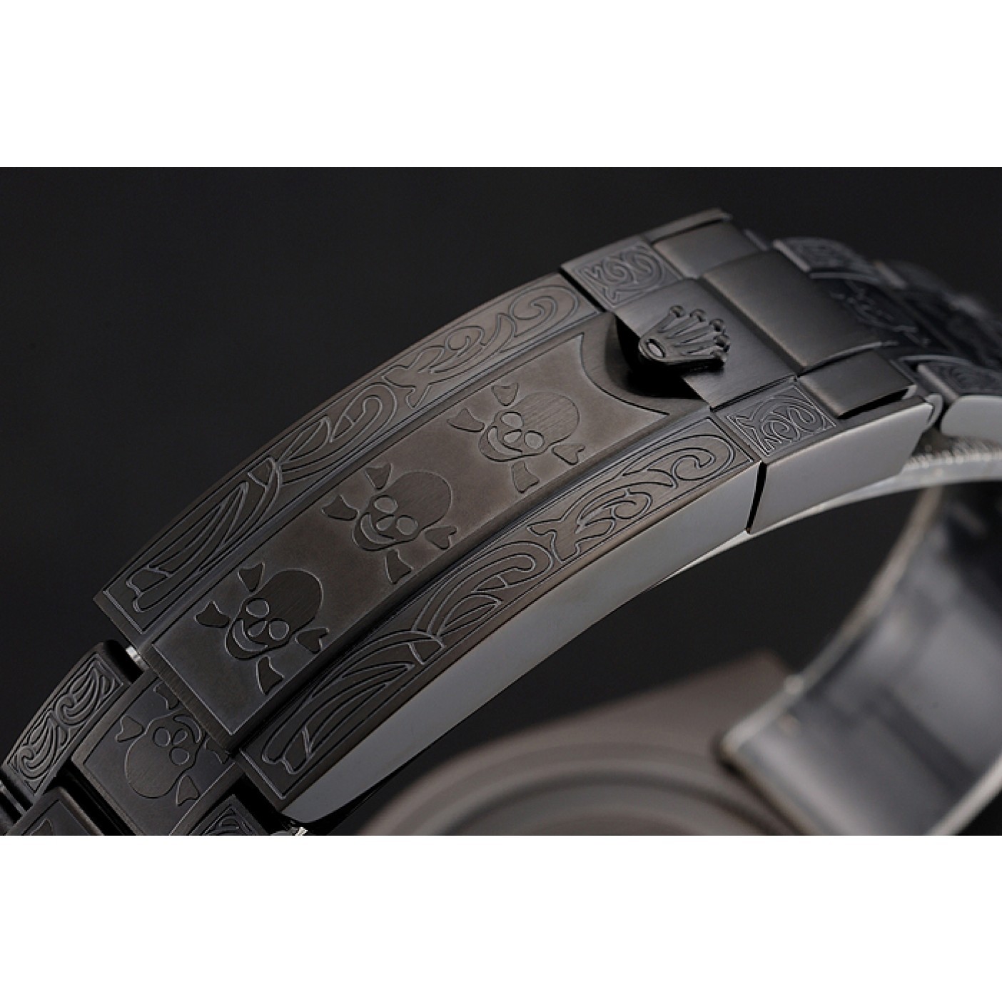 MiroTime Rolex Submariner Skull Limited Edition Brown Dial All Black Case And Bracelet 1454075