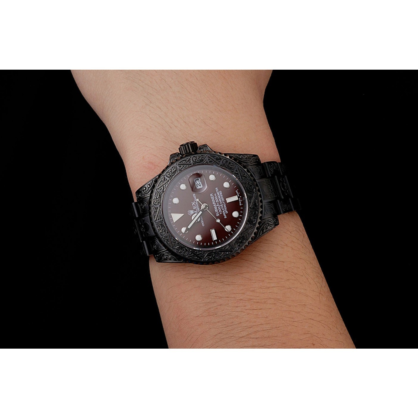 MiroTime Rolex Submariner Skull Limited Edition Brown Dial All Black Case And Bracelet 1454075
