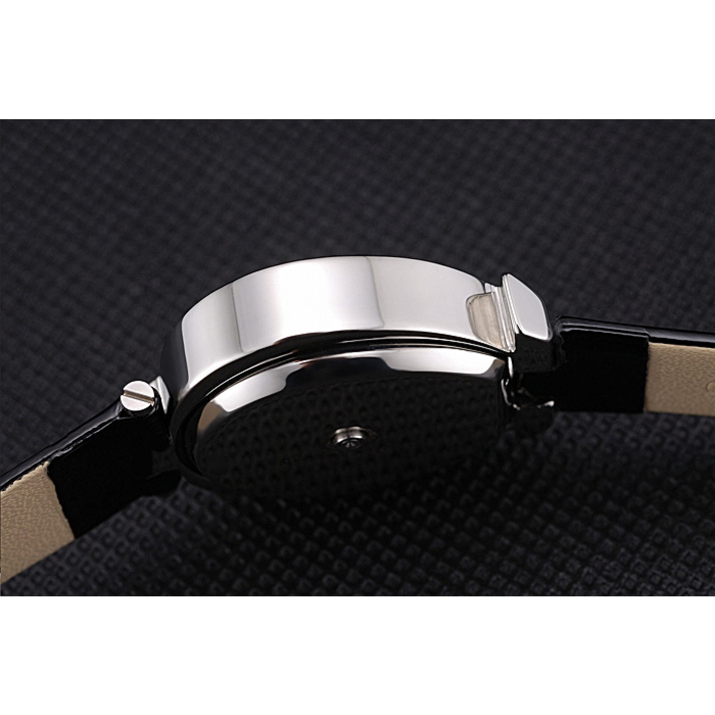 MiroTime Omega Ladies Watch White Dial Stainless Steel Case Black Leather Strap 622818