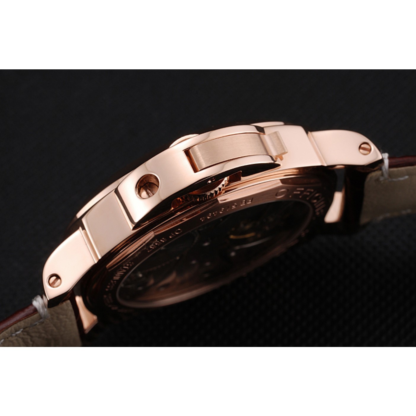 MiroTime Panerai Luminor Marina 8 Days Black Dial Rose Gold Case Brown Leather Strap