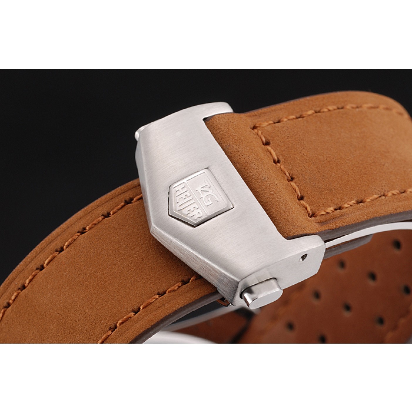 MiroTime Tag Heuer Carrera SpaceX Silver Bezel with Black Dial and Light Brown Leather Strap tag265 621536
