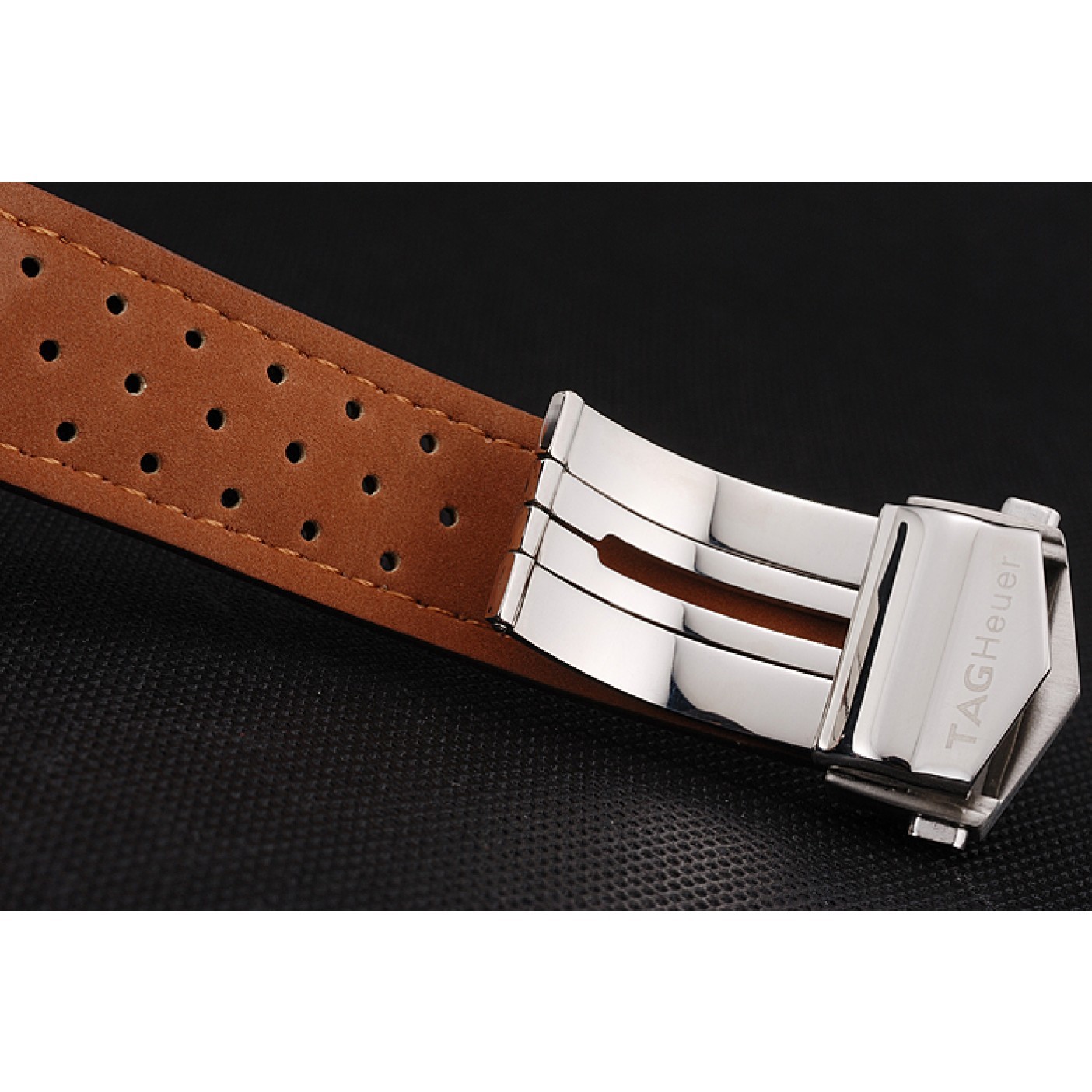 MiroTime Tag Heuer Carrera SpaceX Silver Bezel with Black Dial and Light Brown Leather Strap tag265 621536