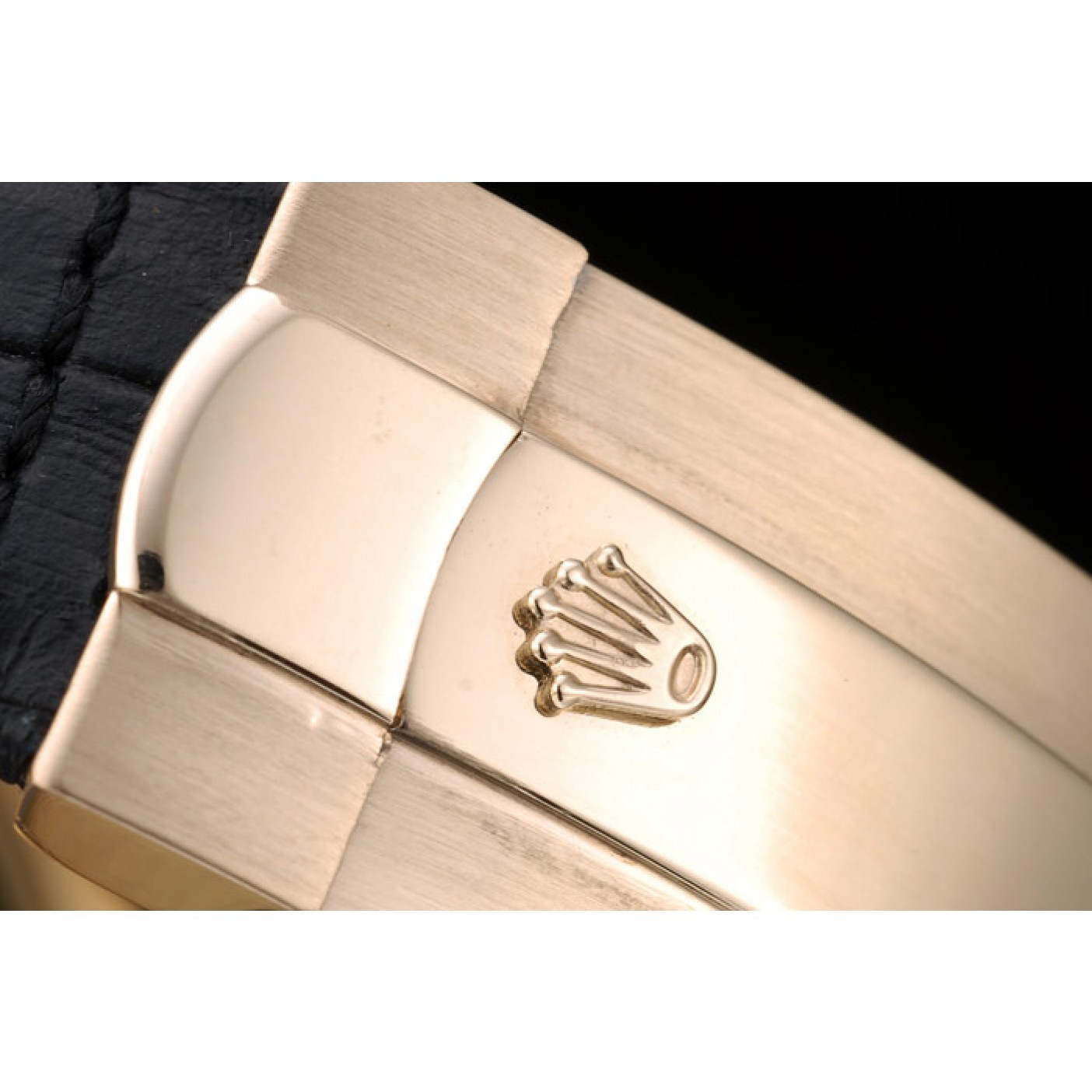 MiroTime Rolex Daytona Gold Case Blue Dial Black Leather Strap