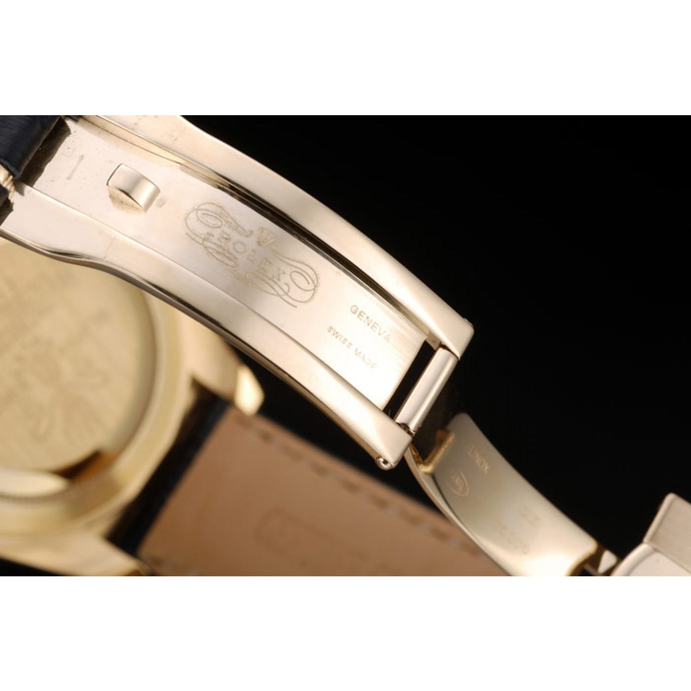 MiroTime Rolex Daytona Gold Case Blue Dial Black Leather Strap