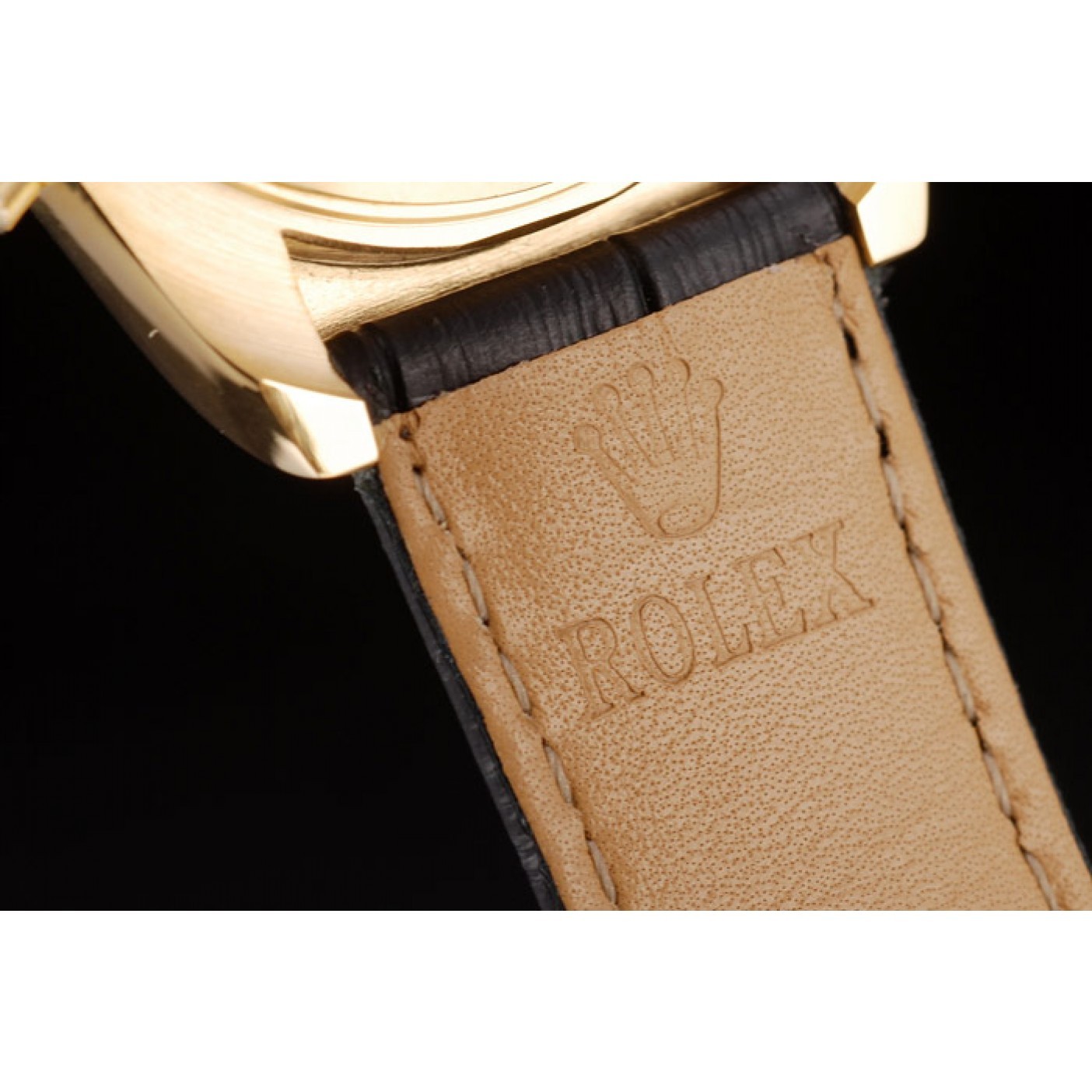 MiroTime Rolex Daytona Gold Case Blue Dial Black Leather Strap