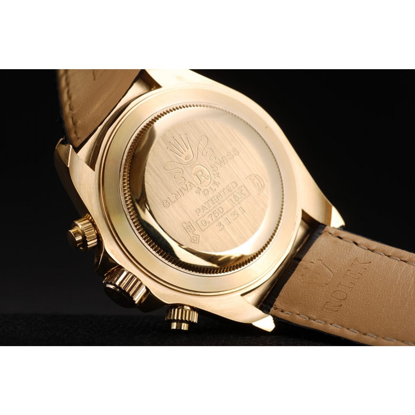MiroTime Rolex Daytona Gold Case Blue Dial Black Leather Strap