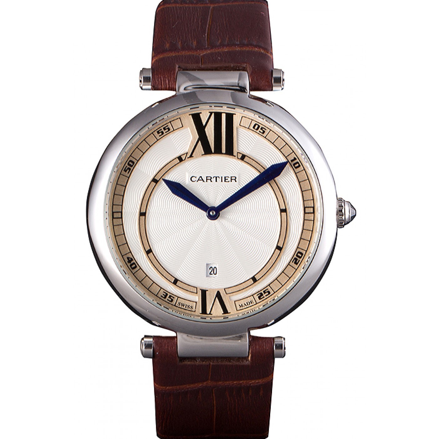 MiroTime Cartier Ballon Bleu Brown Leather Strap 621448