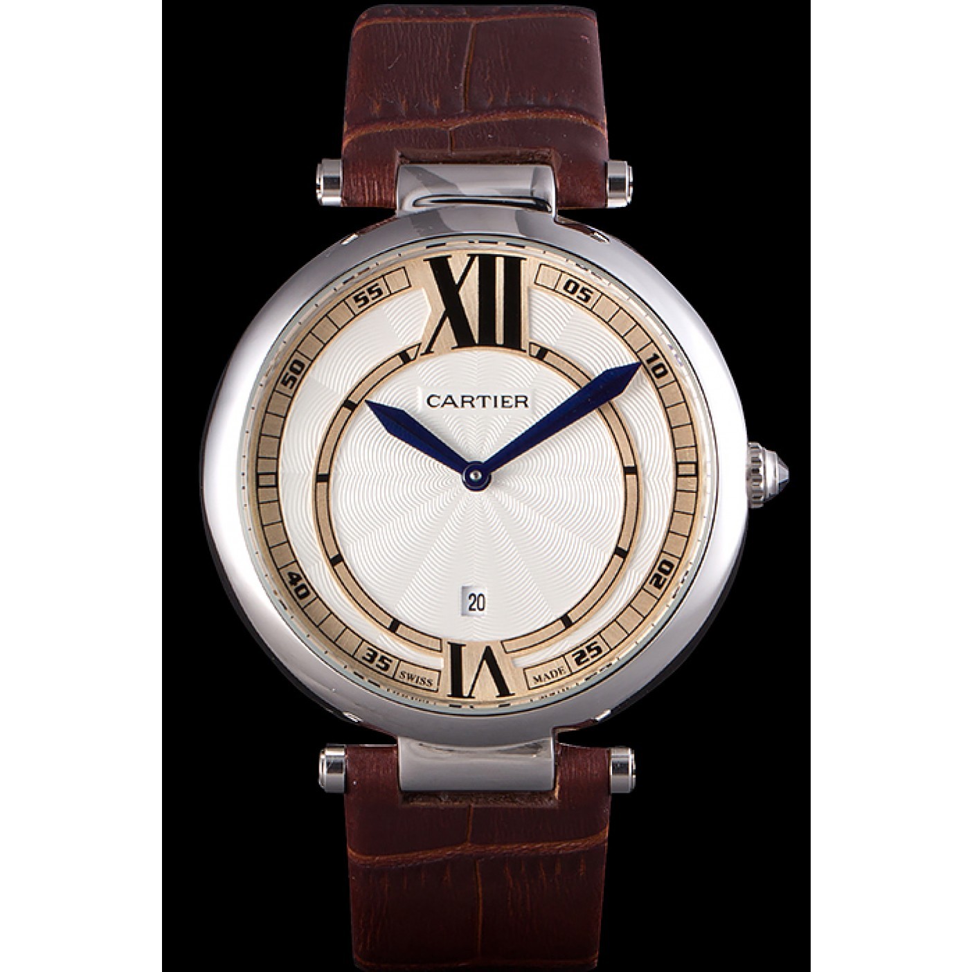MiroTime Cartier Ballon Bleu Brown Leather Strap 621448