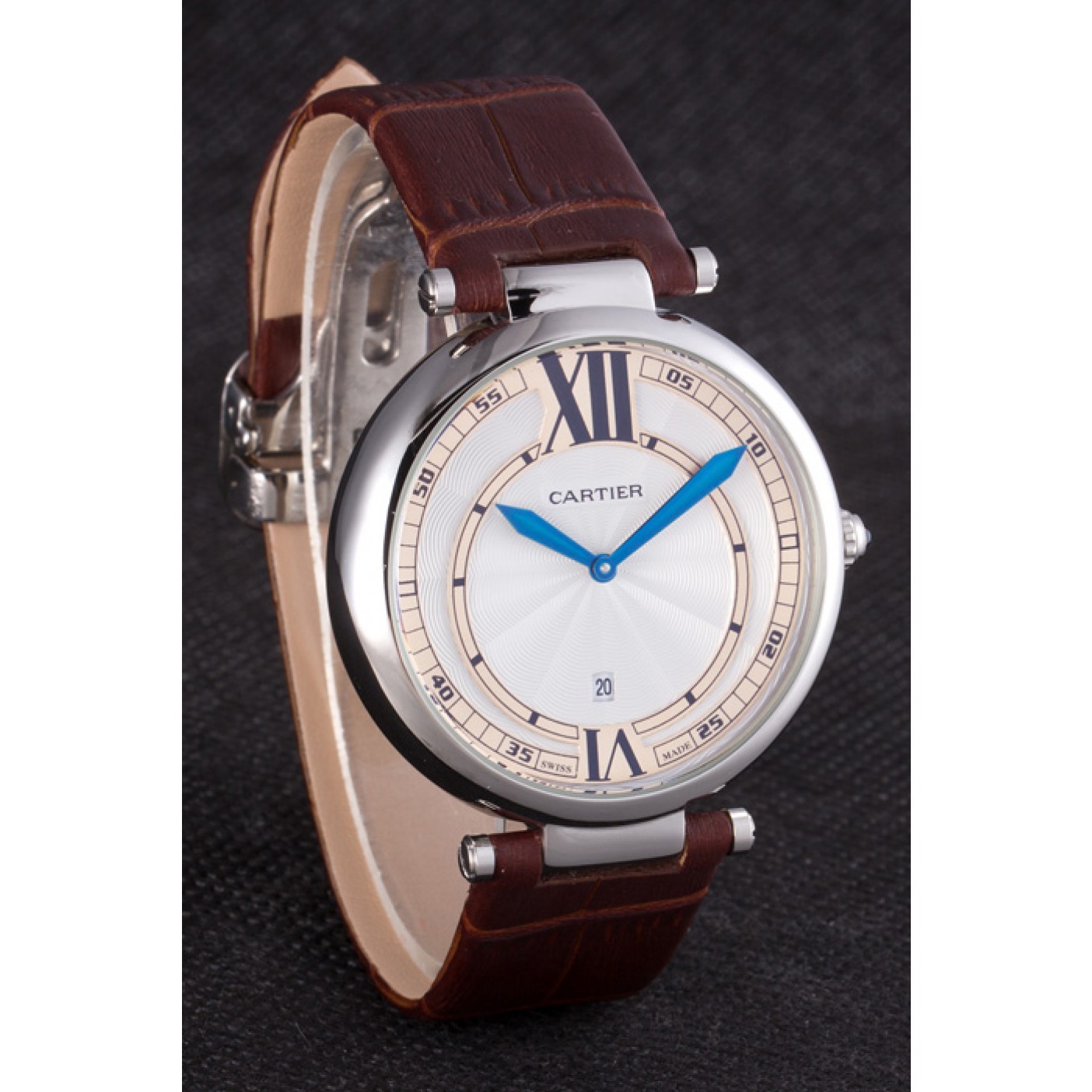 MiroTime Cartier Ballon Bleu Brown Leather Strap 621448