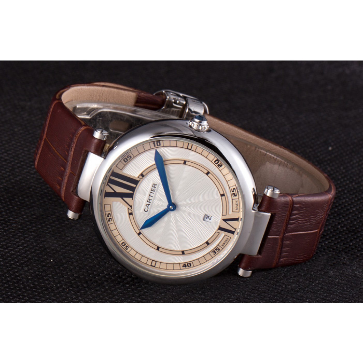 MiroTime Cartier Ballon Bleu Brown Leather Strap 621448