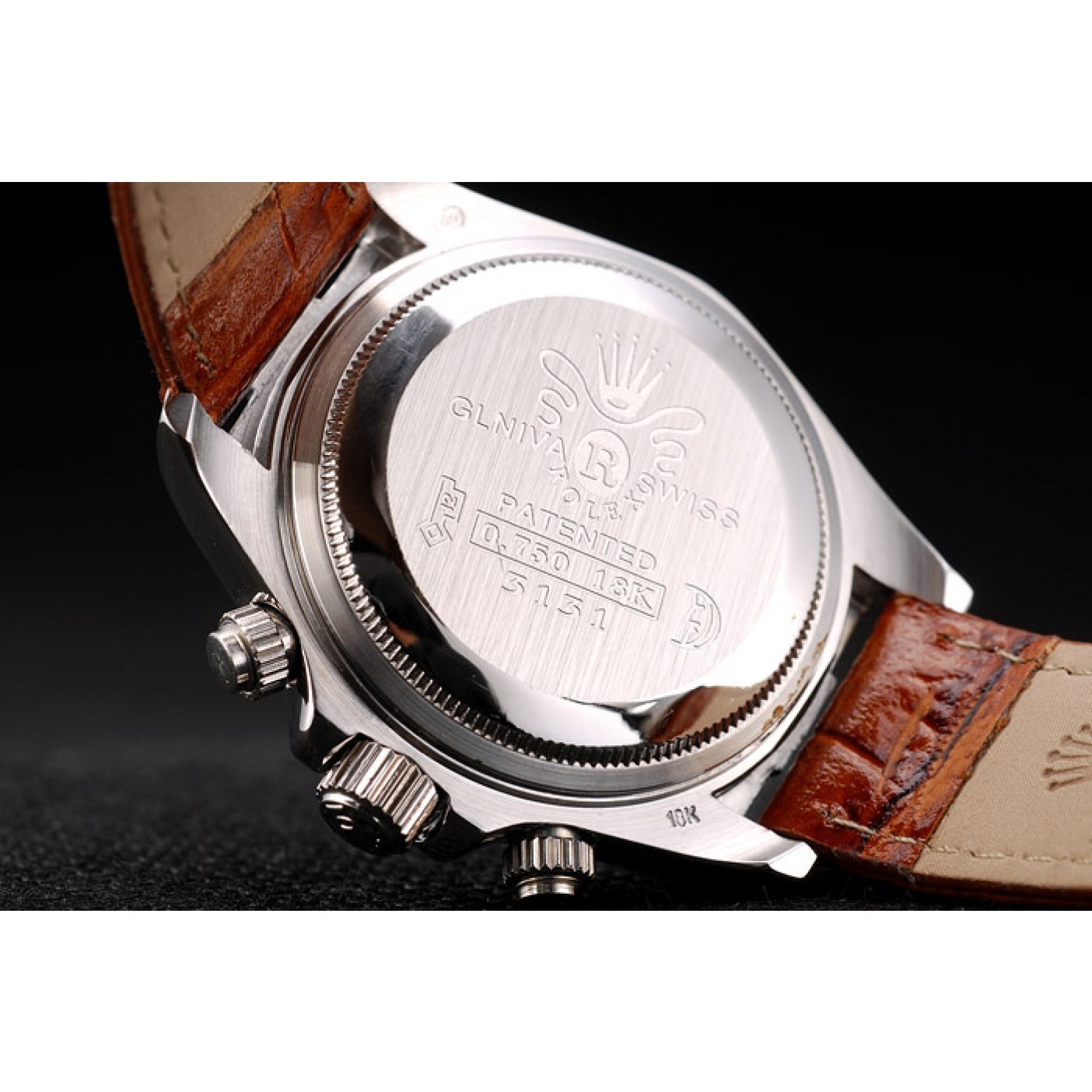 MiroTime Rolex Daytona Lady Stainless Steel Case White Dial Brown Leather Strap Tachymeter