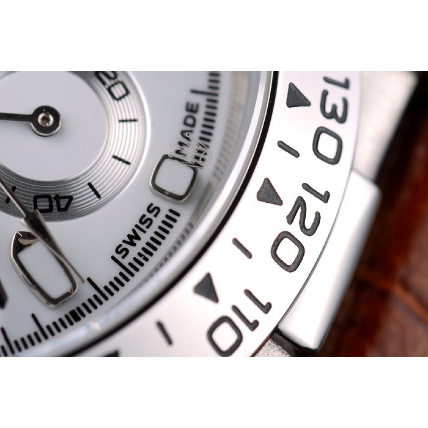 MiroTime Rolex Daytona Lady Stainless Steel Case White Dial Brown Leather Strap Tachymeter