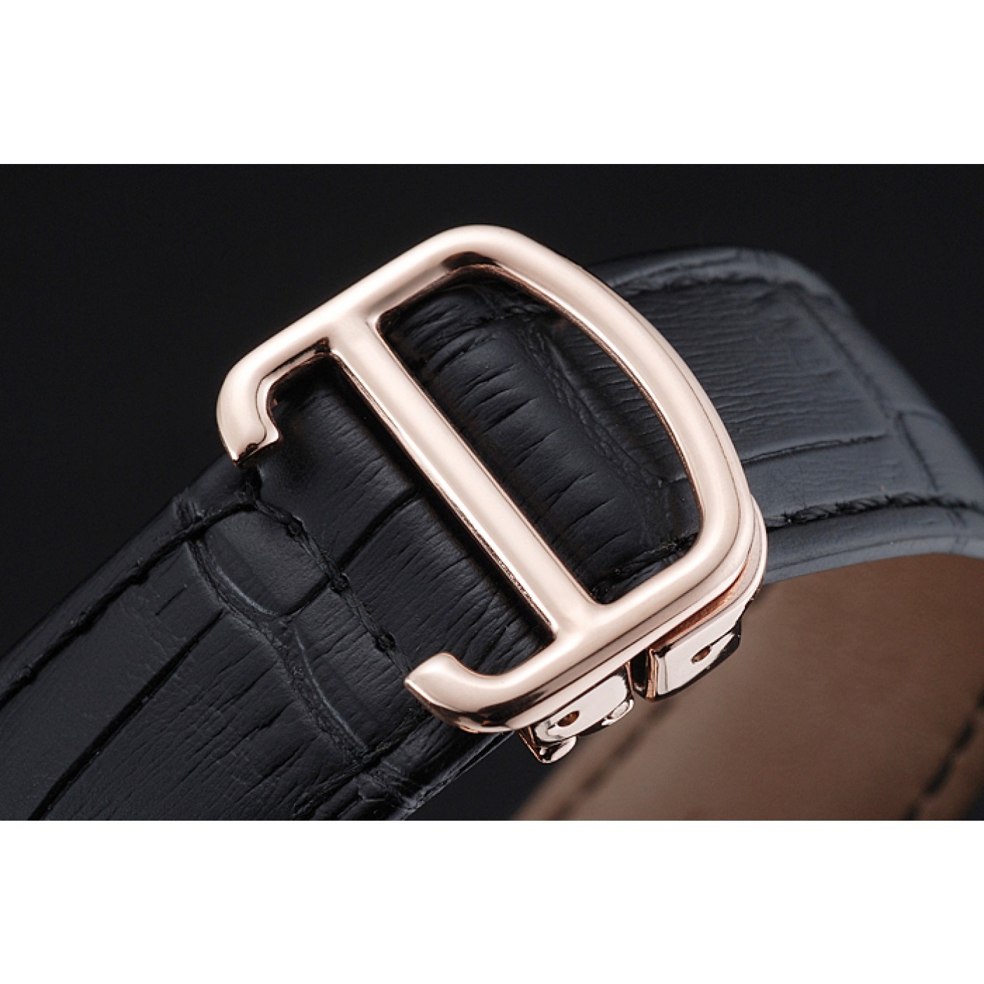 MiroTime Cartier Drive De Cartier White Dial Gold Case Black Leather Bracelet 1454212
