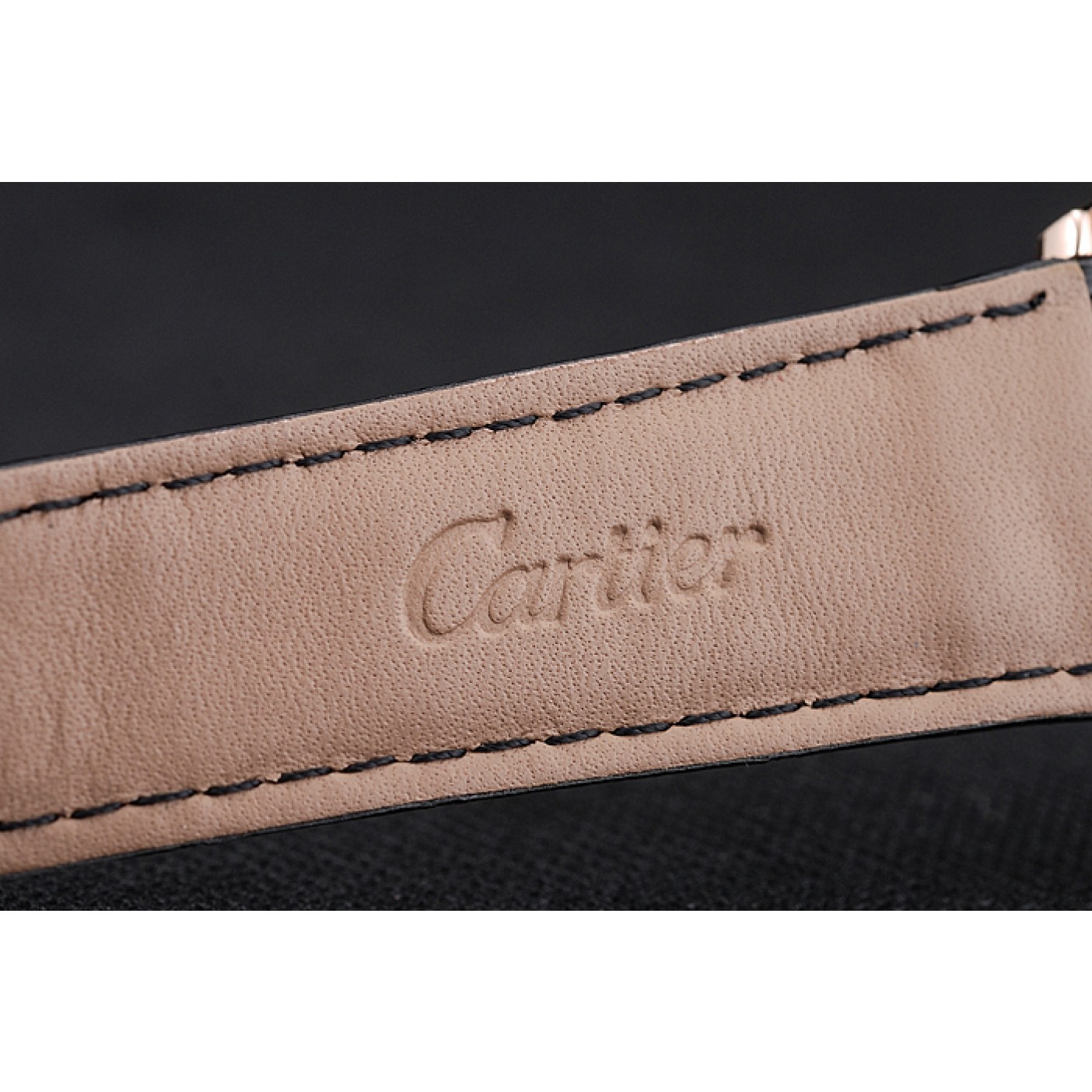 MiroTime Cartier Drive De Cartier White Dial Gold Case Black Leather Bracelet 1454212