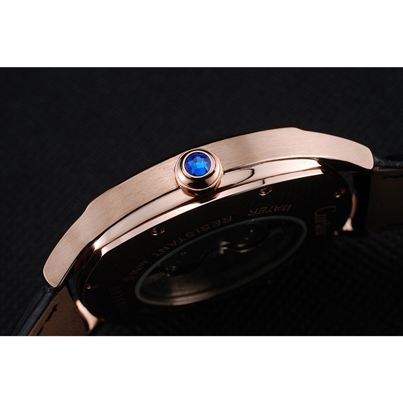 MiroTime Cartier Drive De Cartier White Dial Gold Case Black Leather Bracelet 1454212