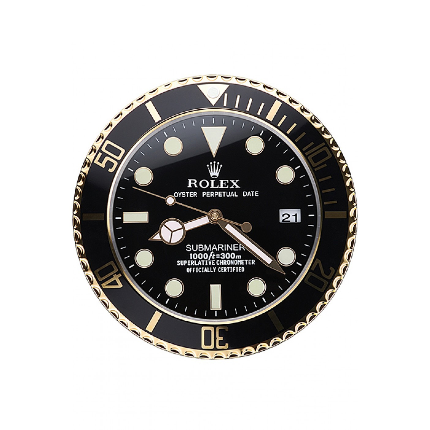 MiroTime Rolex Submariner Wall Clock Black-Gold 622476
