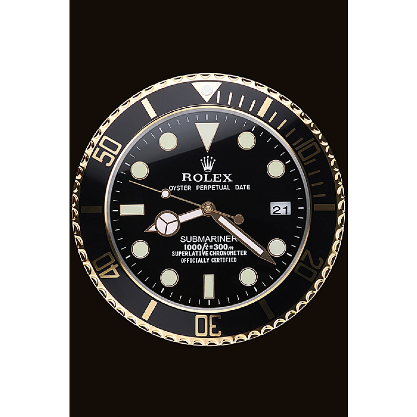 MiroTime Rolex Submariner Wall Clock Black-Gold 622476