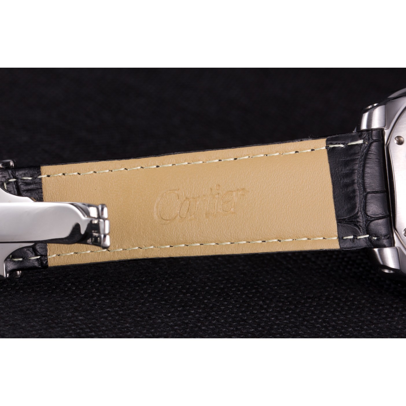 MiroTime Cartier Calibre Flying Tourbillon White Dial Stainless Steel Case Black Leather Bracelet