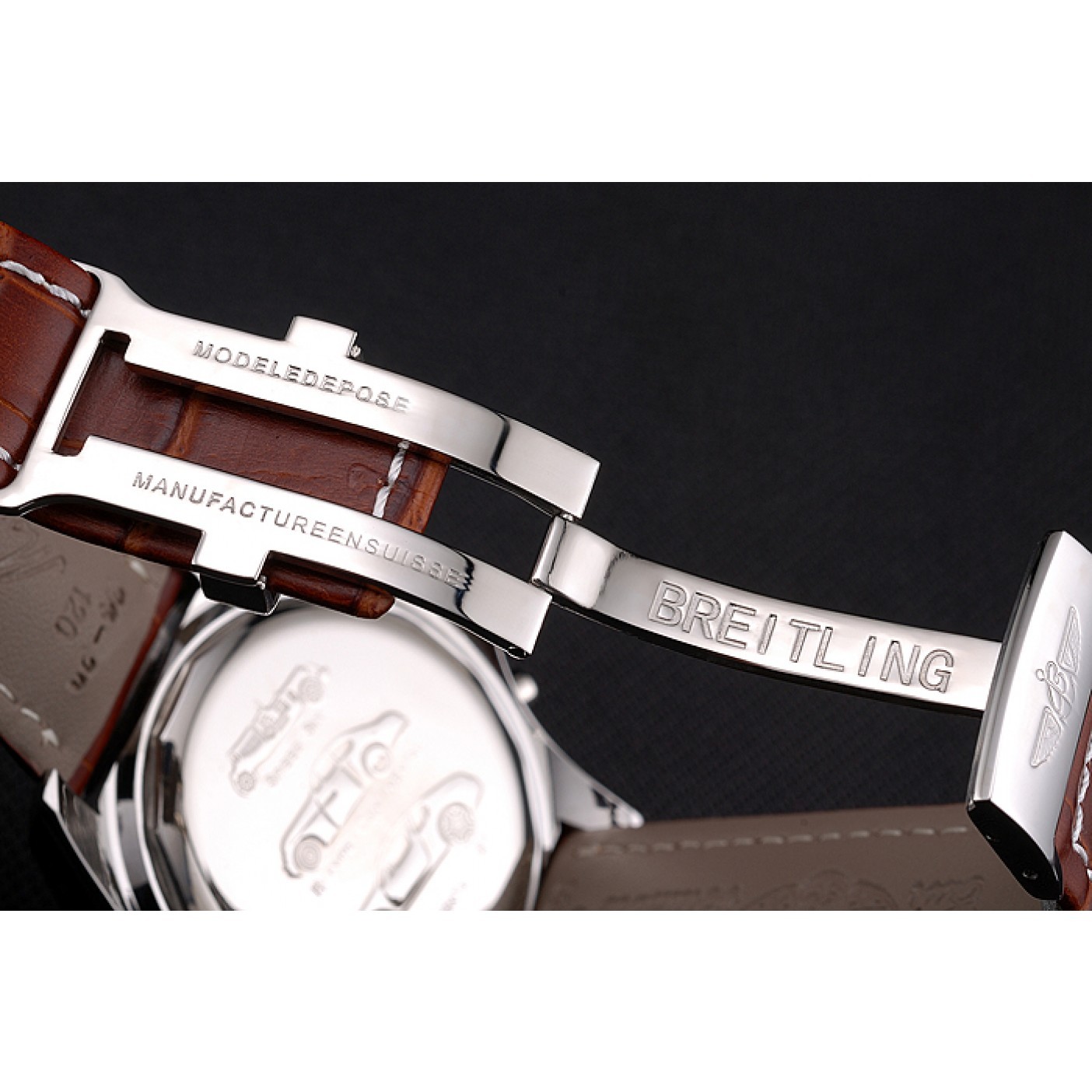 MiroTime Breitling Bentley Motors T Stainless Steel Case White Dial Brown Leather Bracelet 622234