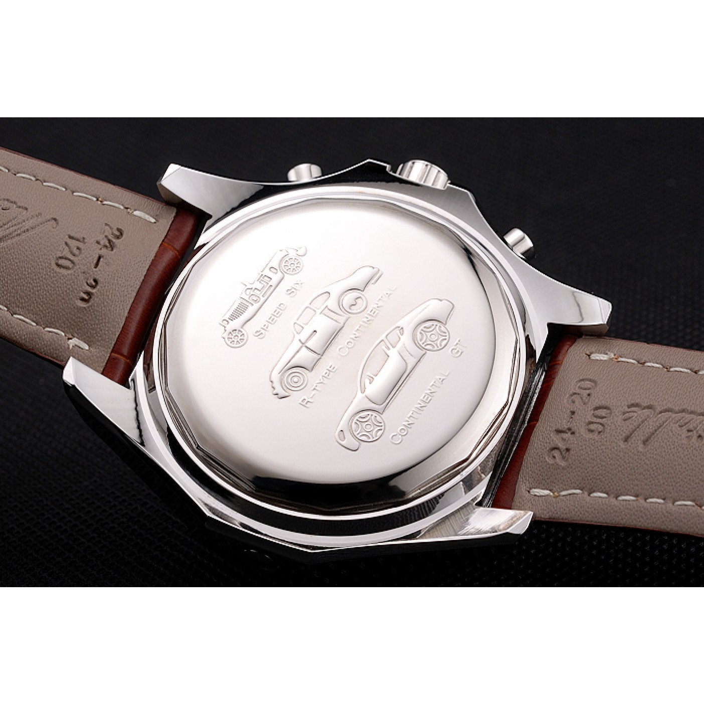 MiroTime Breitling Bentley Motors T Stainless Steel Case White Dial Brown Leather Bracelet 622234