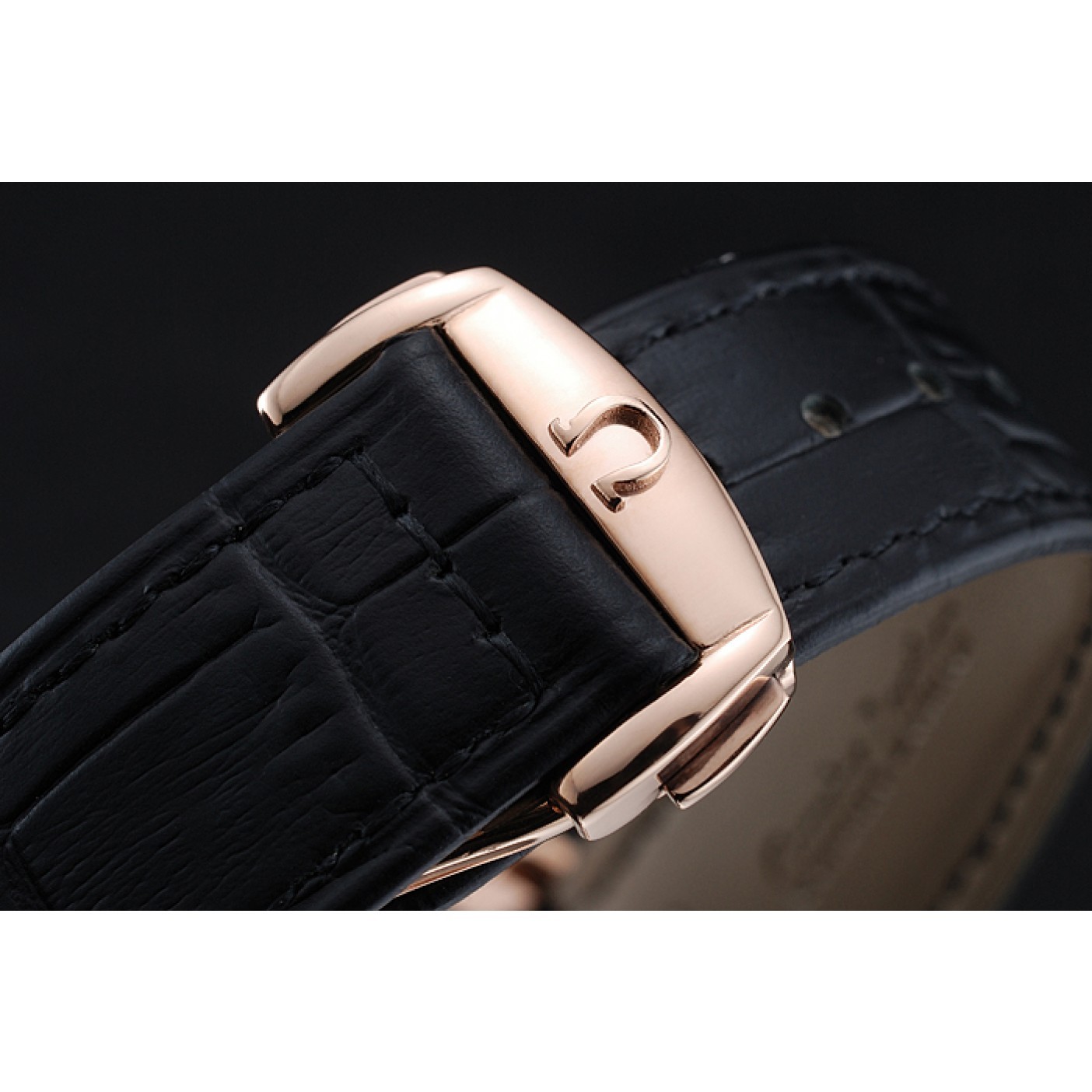 MiroTime Omega De Ville Moonphase White Dial Rose Gold Case Black Leather Bracelet 1454227