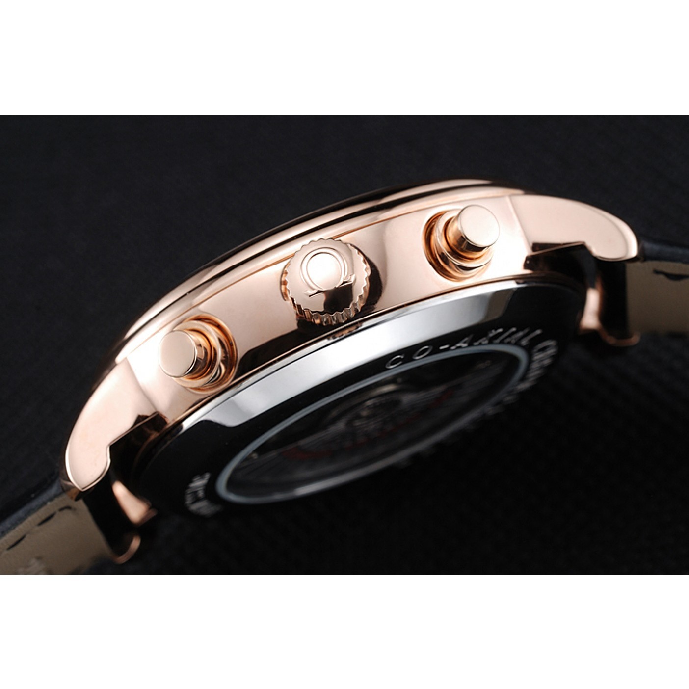 MiroTime Omega De Ville Moonphase White Dial Rose Gold Case Black Leather Bracelet 1454227