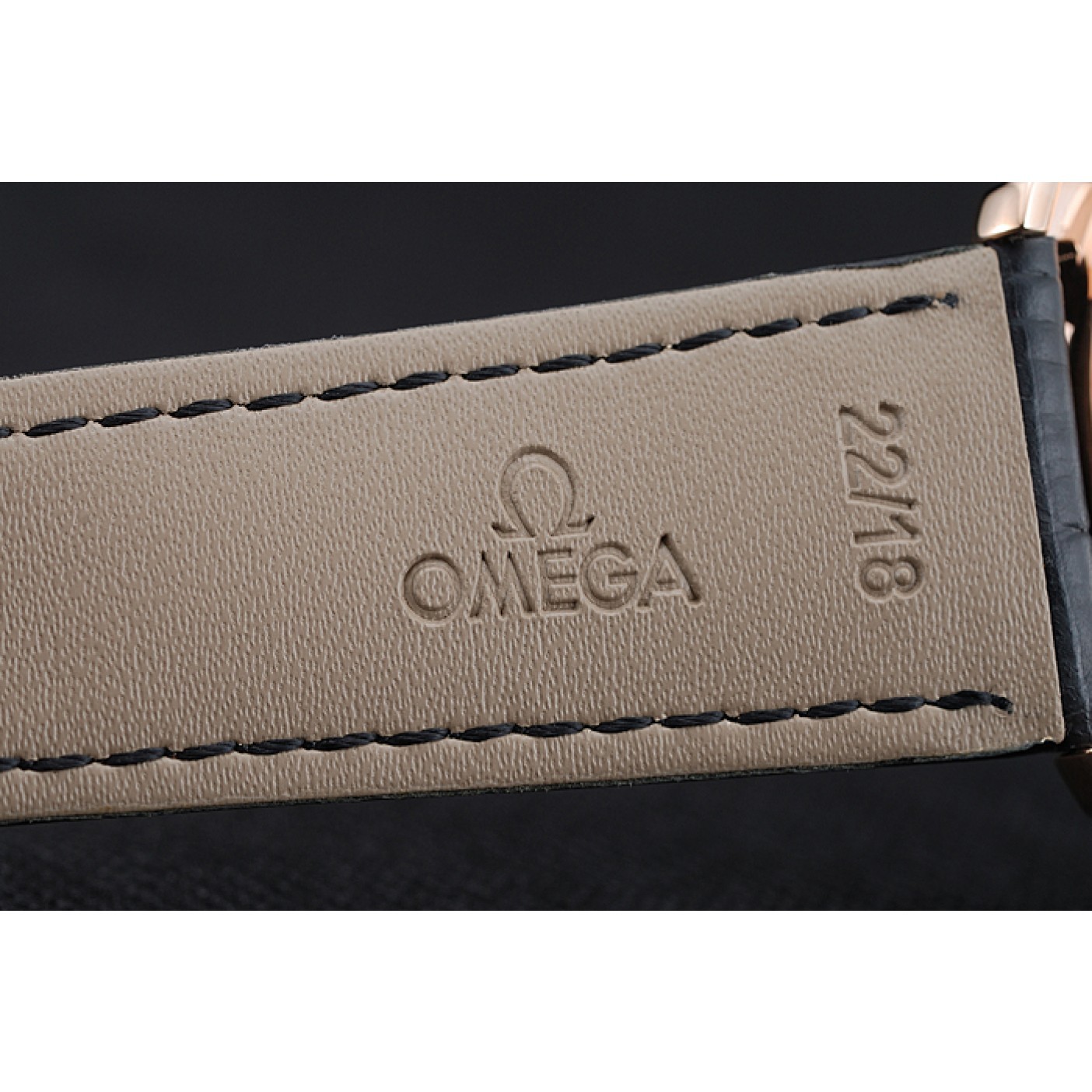 MiroTime Omega De Ville Moonphase White Dial Rose Gold Case Black Leather Bracelet 1454227