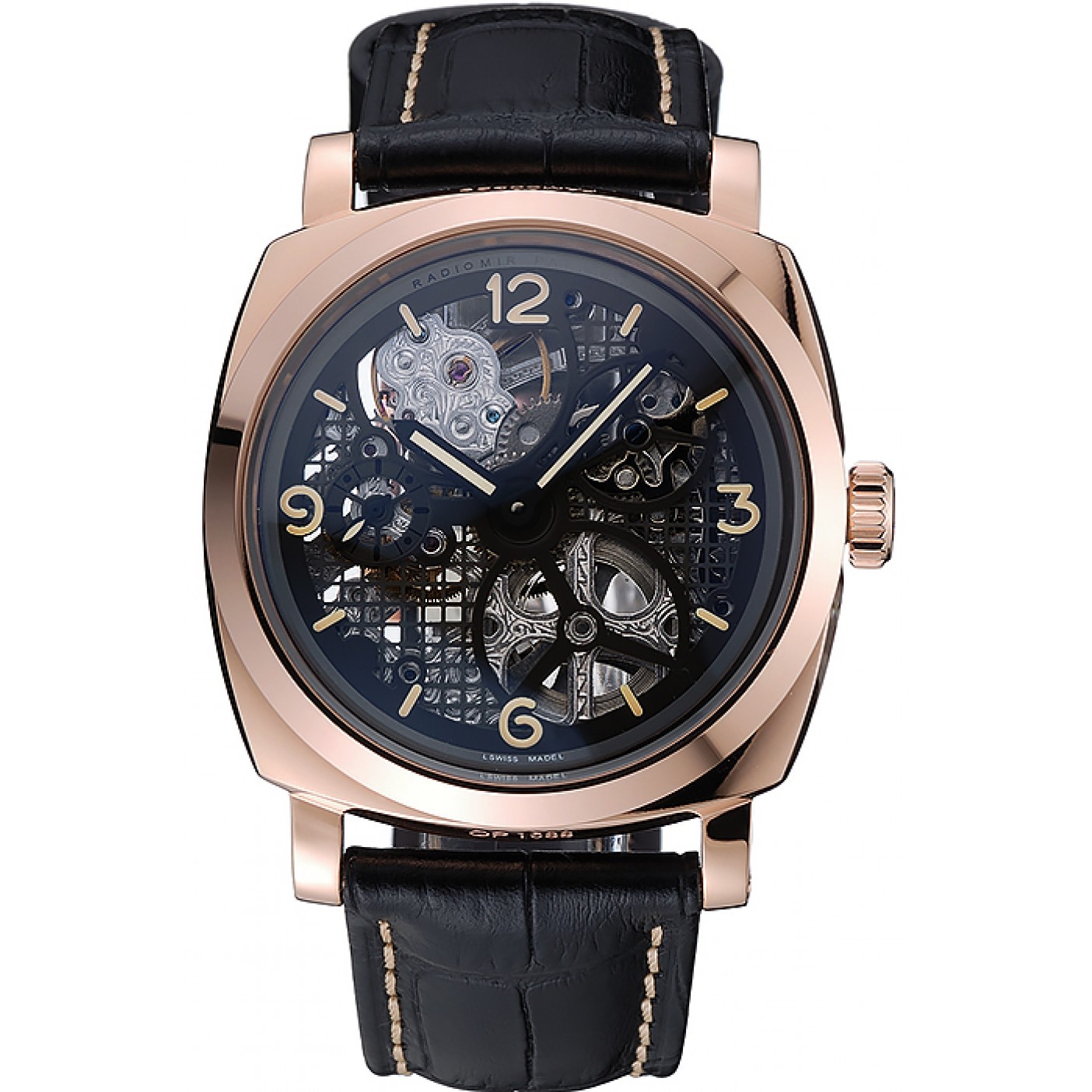 MiroTime Panerai Radiomir Tourbillon GMT Ceramica Lo Scienziato Black Leather Bracelet 1454230