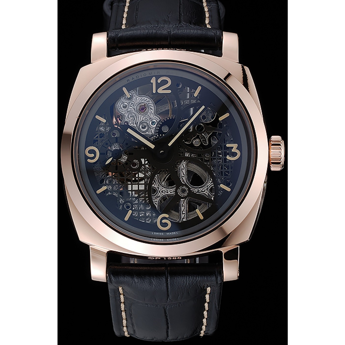 MiroTime Panerai Radiomir Tourbillon GMT Ceramica Lo Scienziato Black Leather Bracelet 1454230