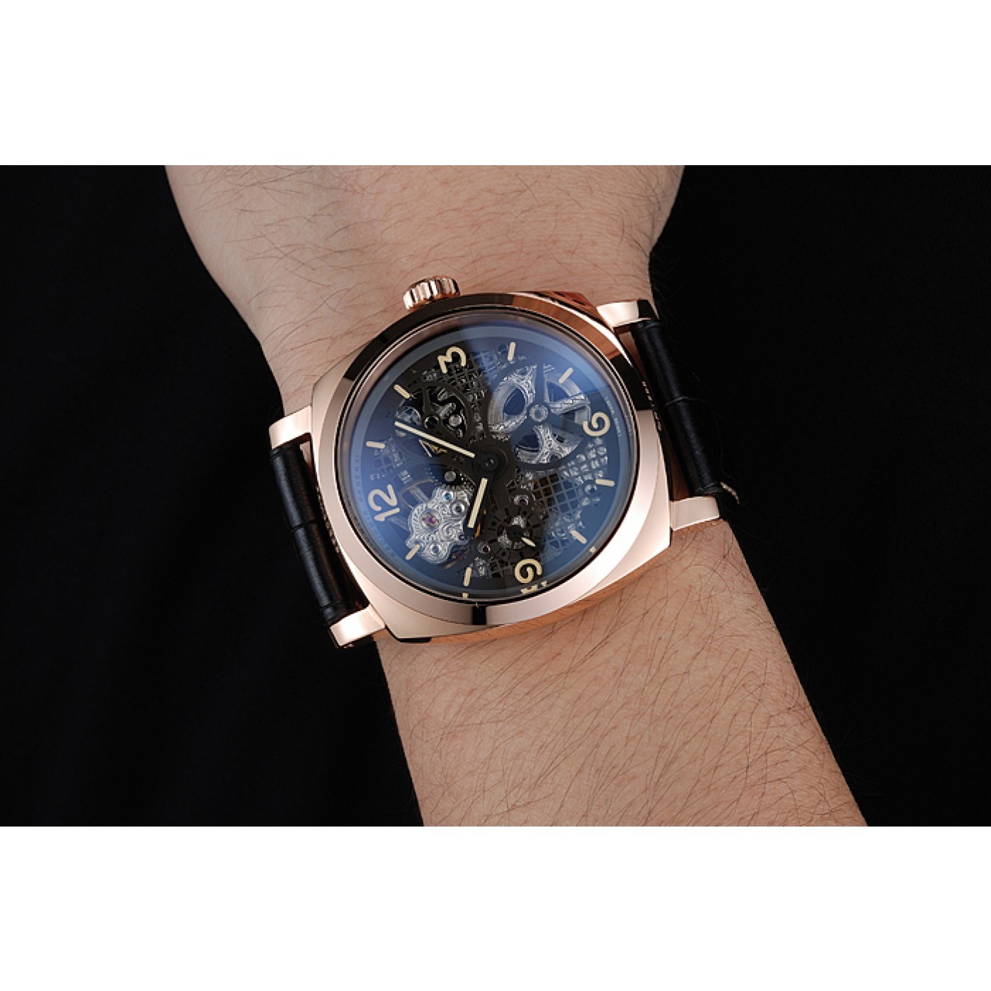 MiroTime Panerai Radiomir Tourbillon GMT Ceramica Lo Scienziato Black Leather Bracelet 1454230