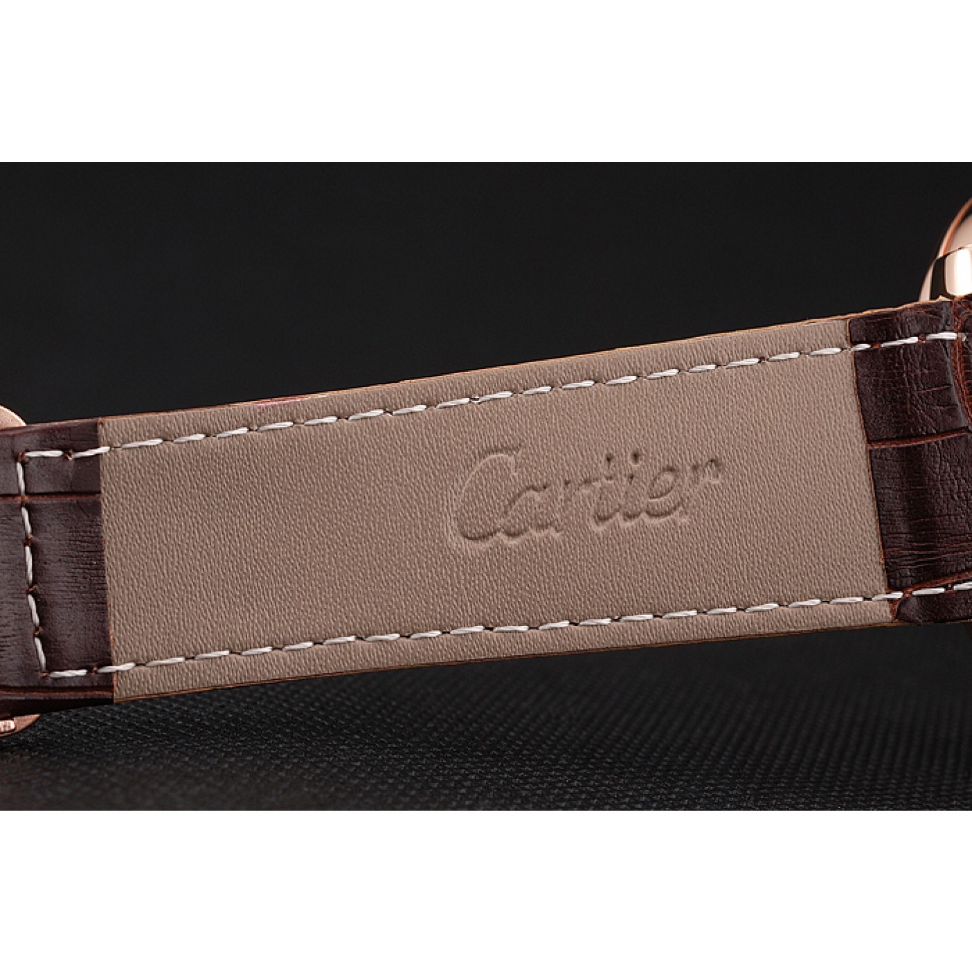 MiroTime Cartier Rotonde De Cartier Flying Tourbillon White Dial Rose Gold Numerals Rose Gold Case Brown Leather Strap