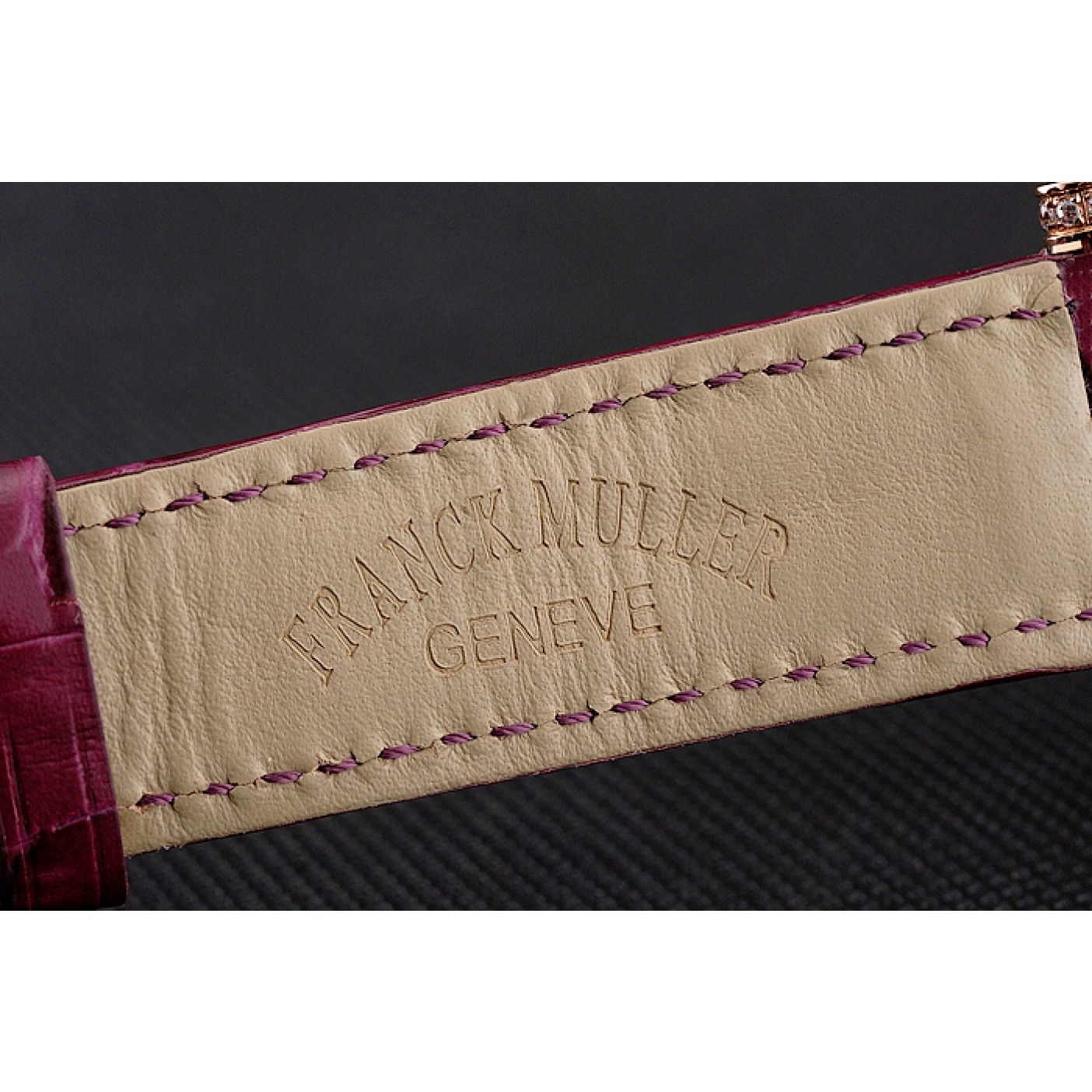 MiroTime Franck Muller Double Mistery Ronde White Dial Rose Gold Case Plum Leather Strap