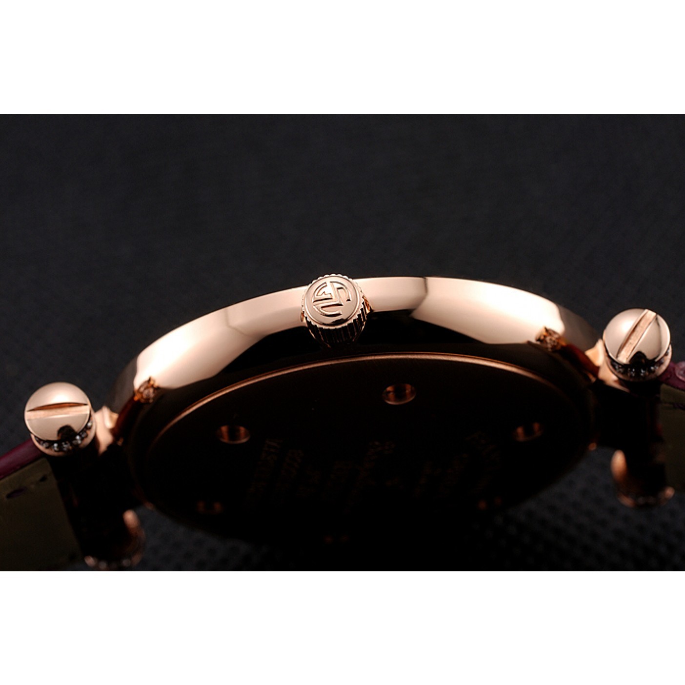 MiroTime Franck Muller Double Mistery Ronde White Dial Rose Gold Case Plum Leather Strap