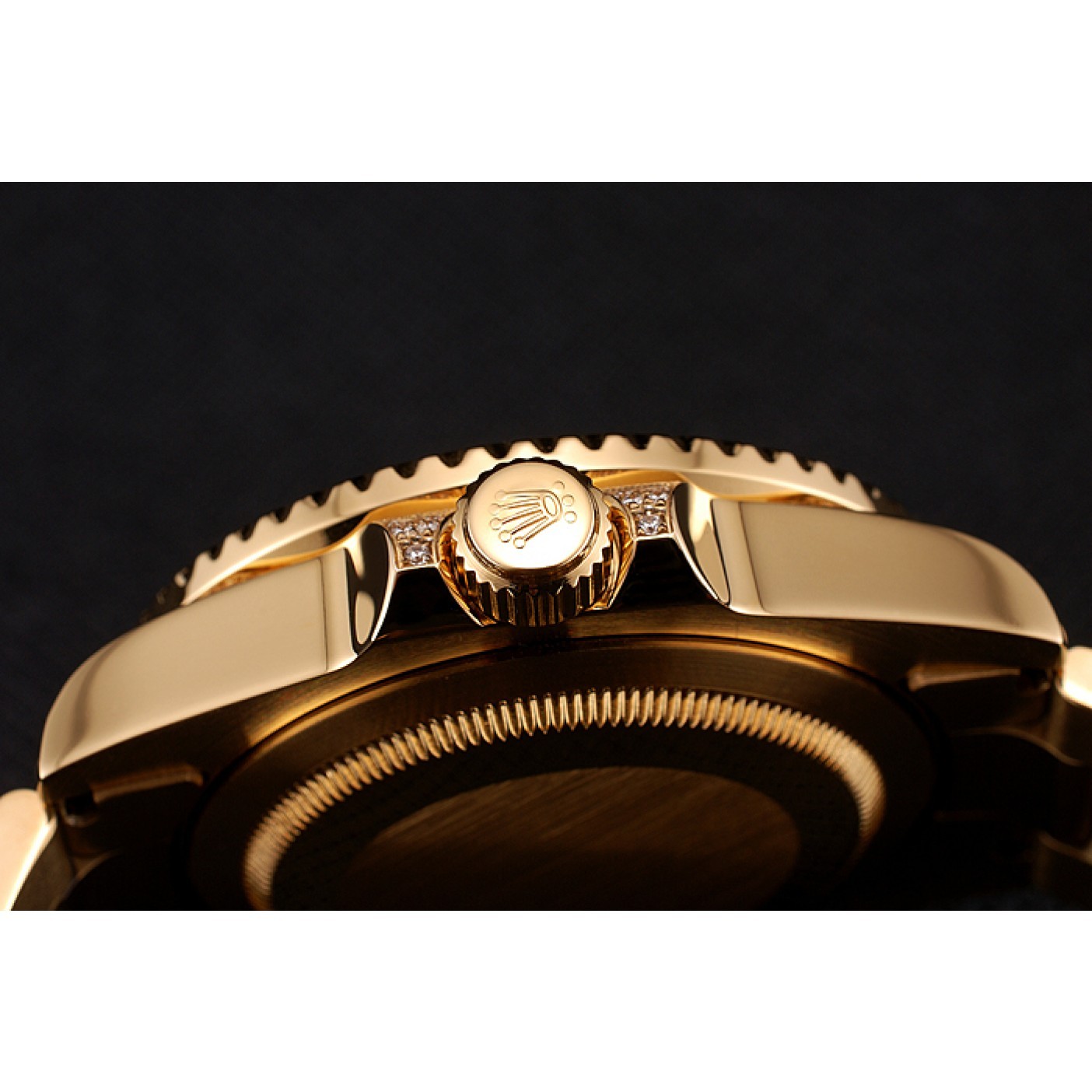 MiroTime Swiss Rolex GMT Master II Green Dial Stone Set Bezel Gold Case And Bracelet 1453748