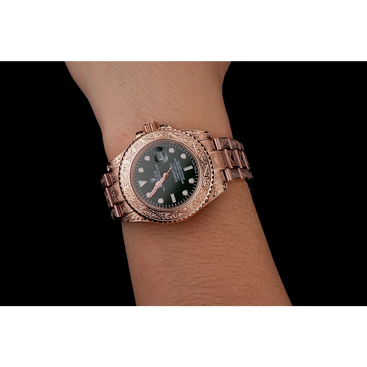 MiroTime Rolex Submariner Skull Limited Edition Green Dial Rose Gold Case And Bracelet 1454074