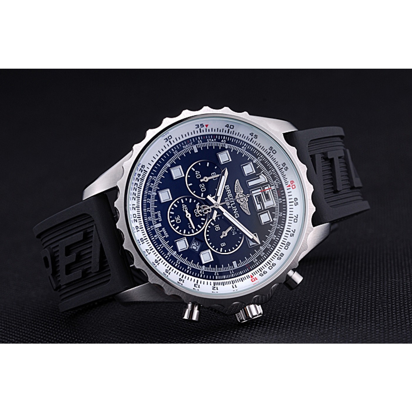 MiroTime Breitling Professional Chronospace Black Dial Rubber Bracelet 622504
