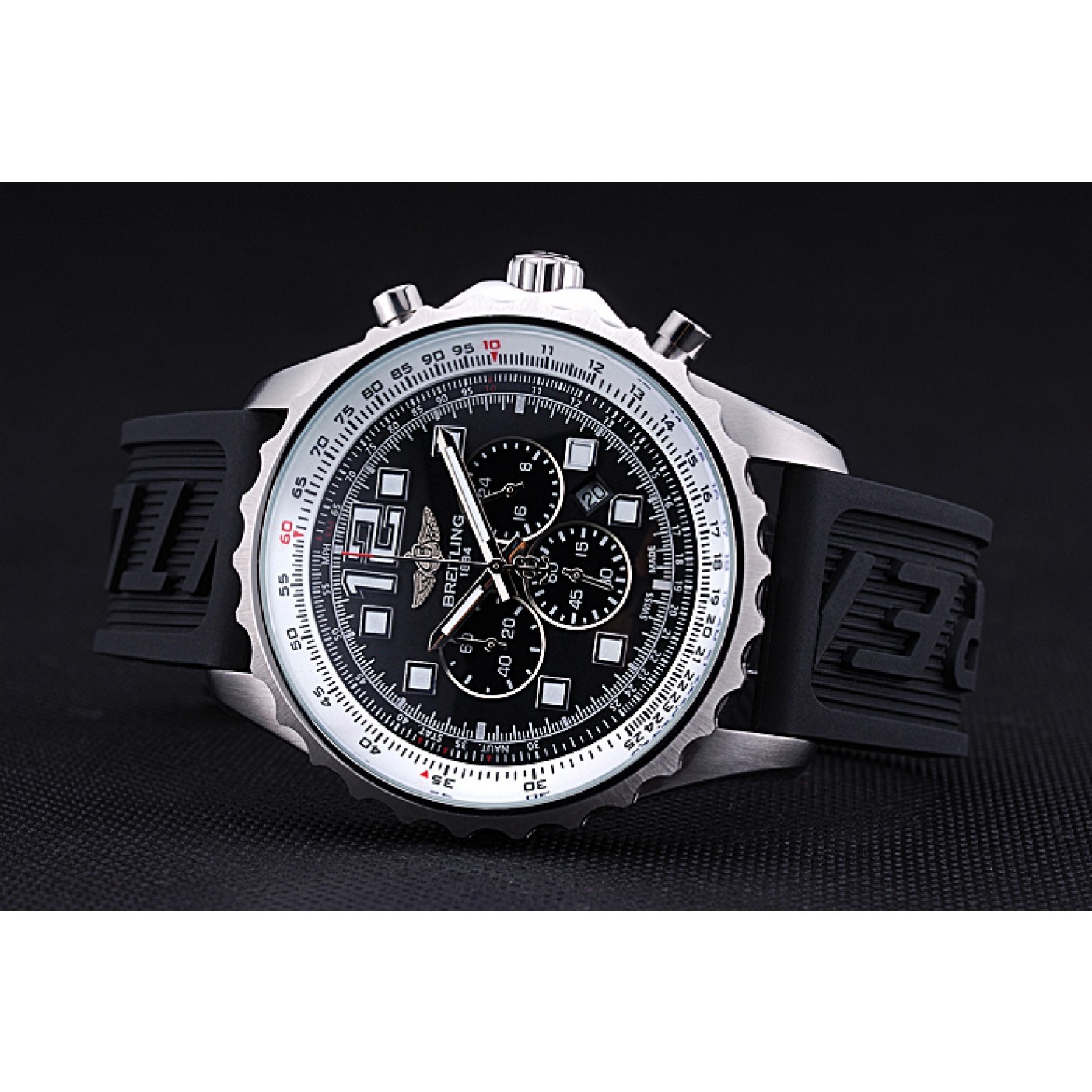 MiroTime Breitling Professional Chronospace Black Dial Rubber Bracelet 622504