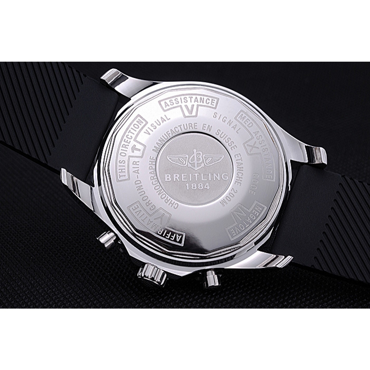 MiroTime Breitling Professional Chronospace Black Dial Rubber Bracelet 622504