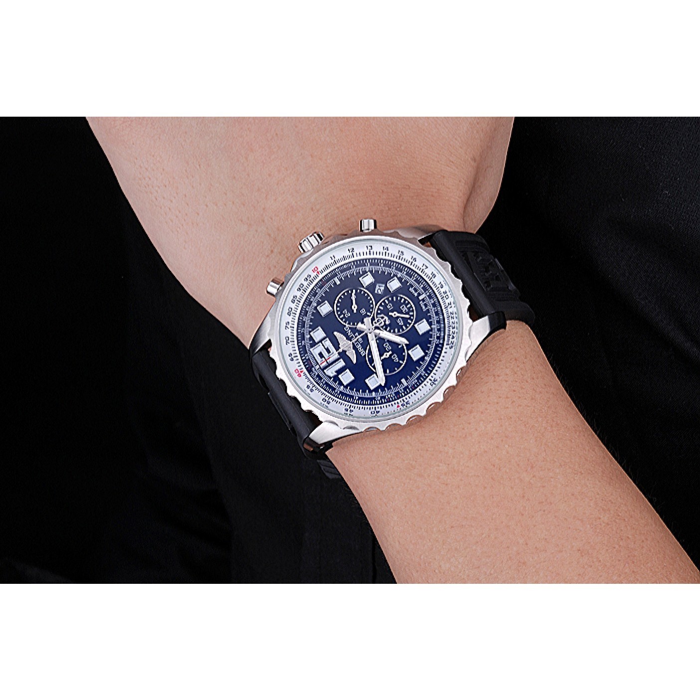 MiroTime Breitling Professional Chronospace Black Dial Rubber Bracelet 622504
