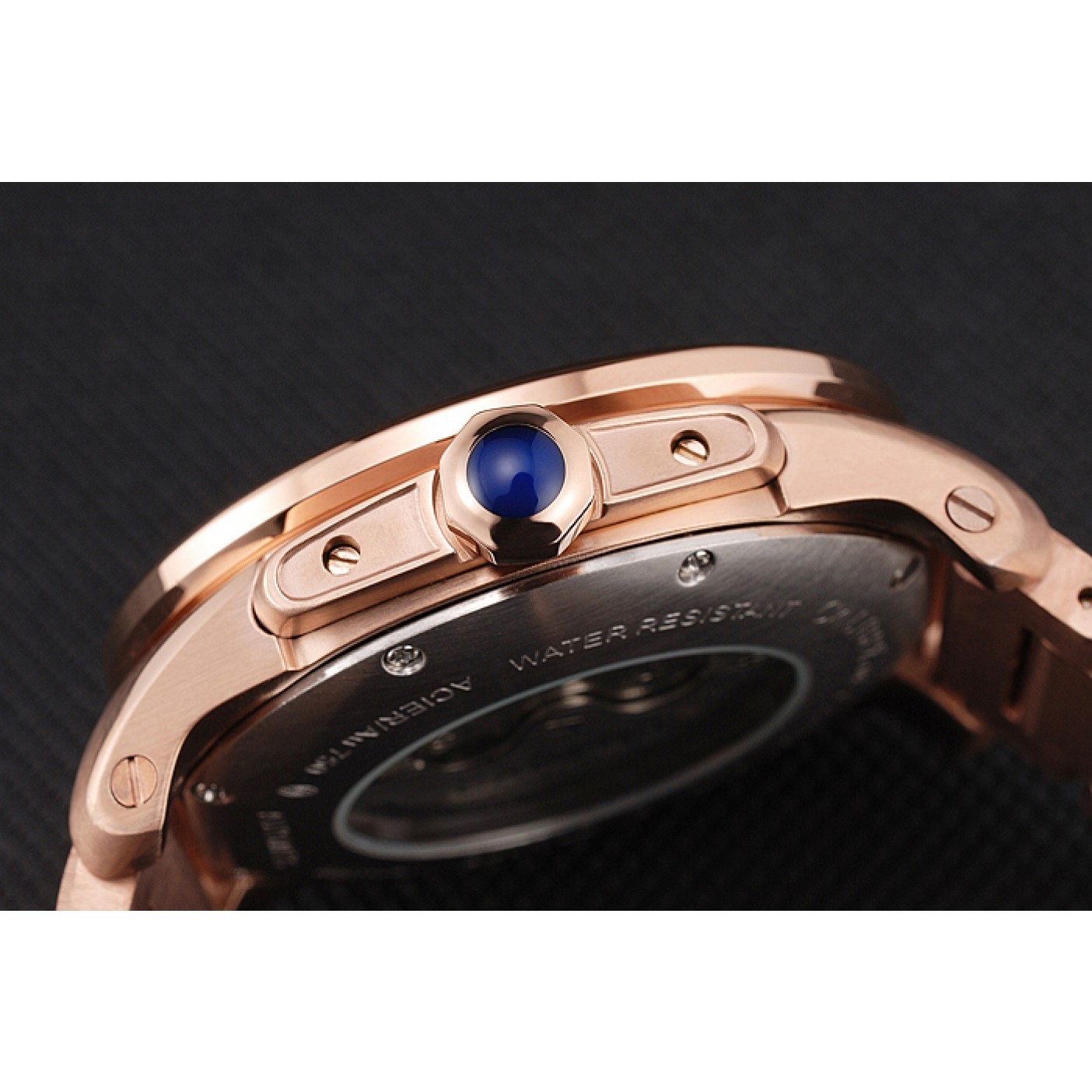 MiroTime Cartier Calibre De Cartier Small Seconds Black And White Dial Rose Gold Case And Bracelet