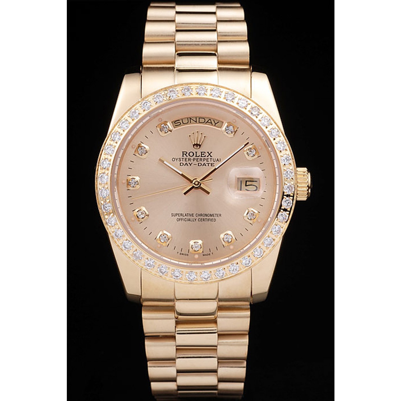 MiroTime Rolex Day-Date 18k Yellow Gold Plated Stainless Steel Gold Dial