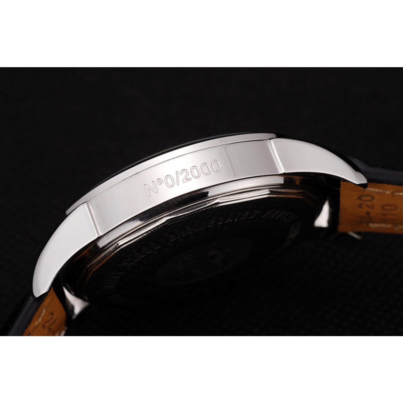 MiroTime Breitling Transocean Black Dial Black Leather Strap Polished Stainless Steel Bezel